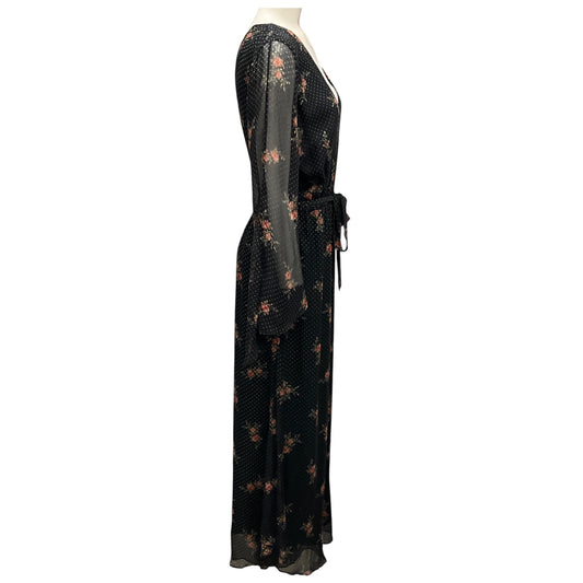 Zimmermann Black Multi Floral Chiffon Jumpsuit with Belt