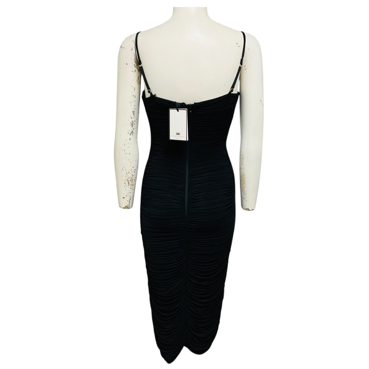 Elisabetta Franchi Black Drape Detailed Jersey Stretch Midi Dress
