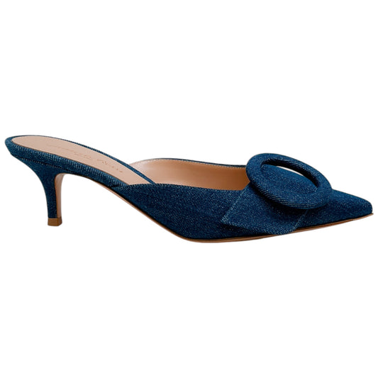 Gianvito Rossi Mid Blue Denim Portofino 55 Mules