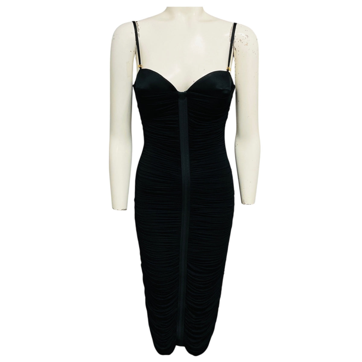 Elisabetta Franchi Black Drape Detailed Jersey Stretch Midi Dress