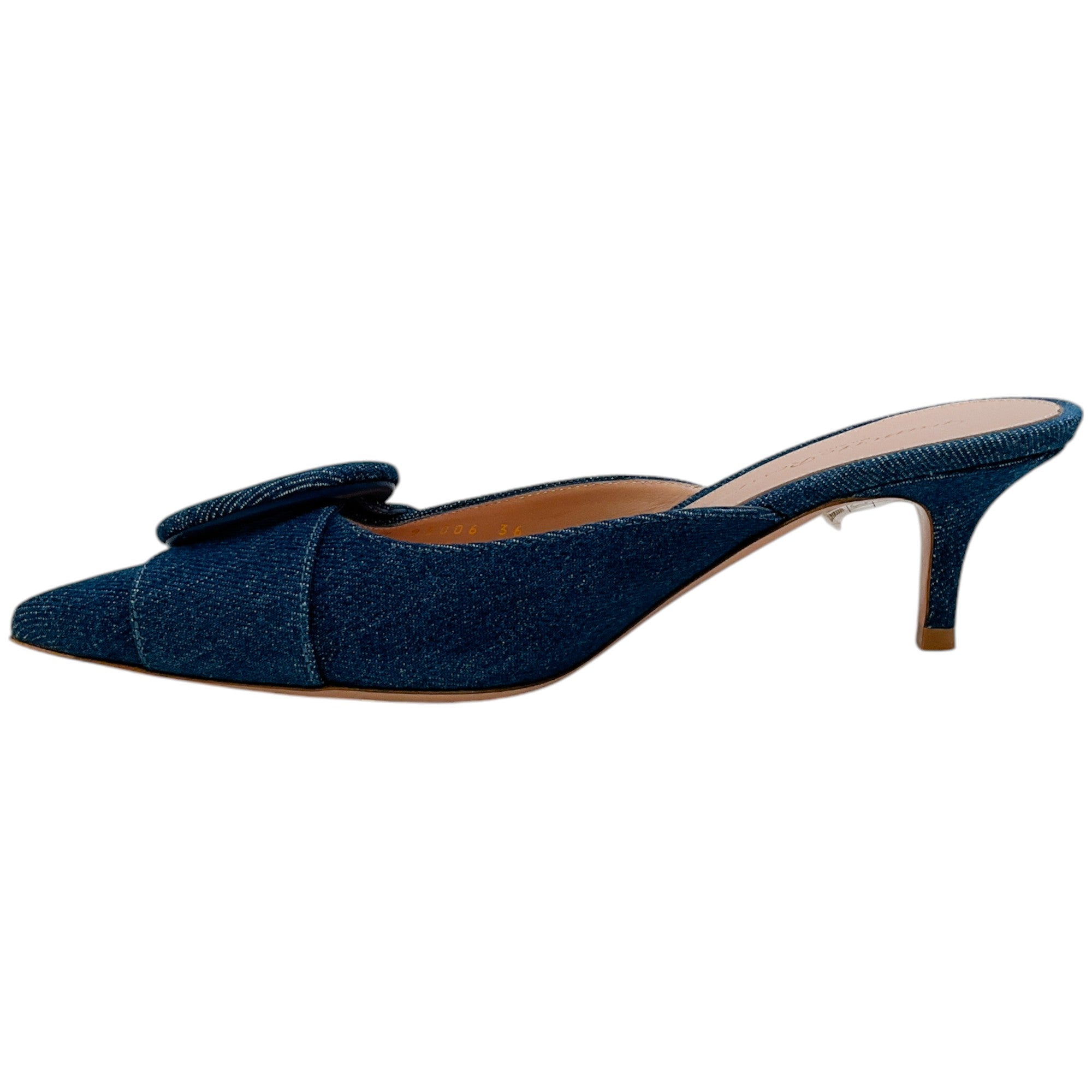 Gianvito Rossi Mid Blue Denim Portofino 55 Mules