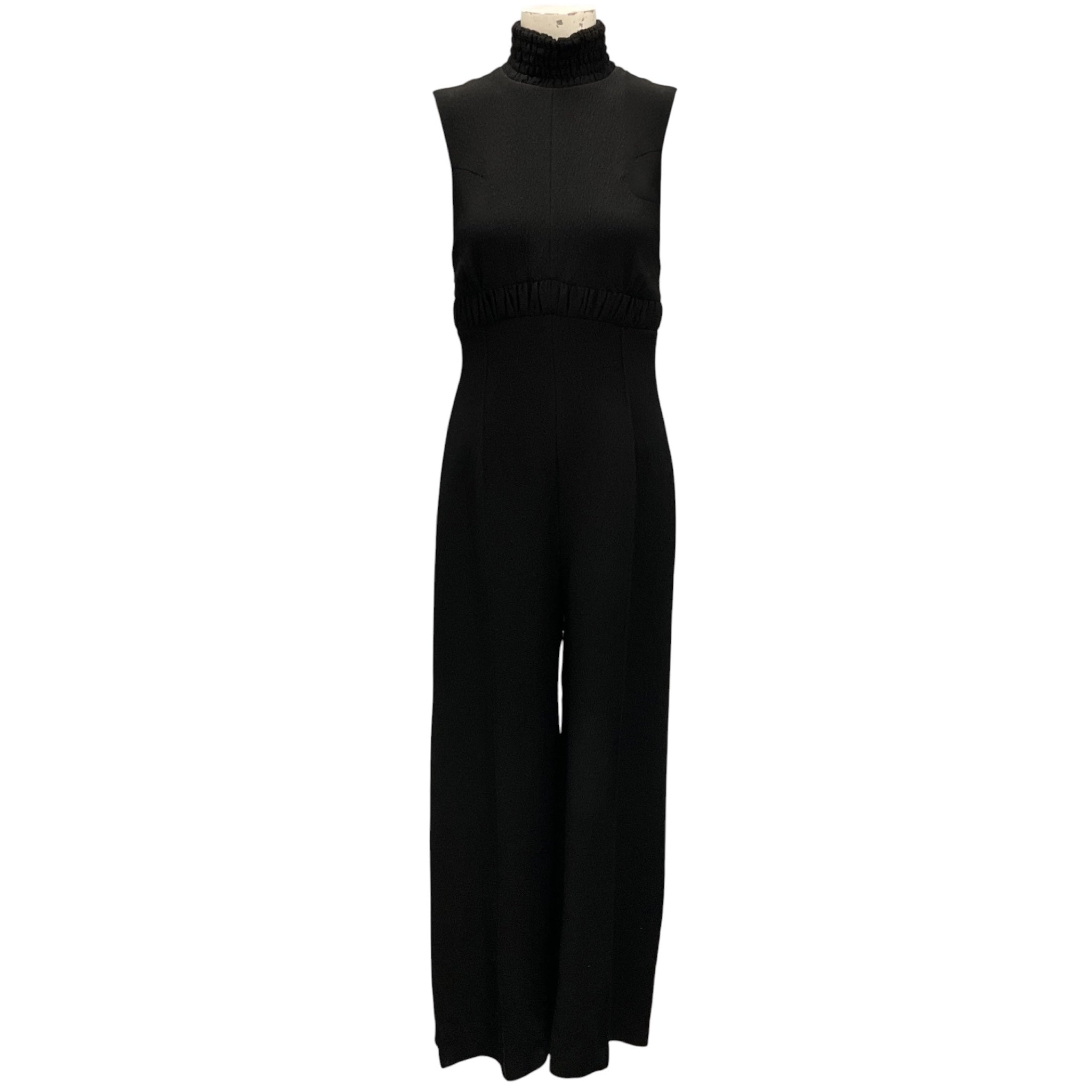 Emilia Wickstead Black Textured Pique Sleeveless Jumpsuit