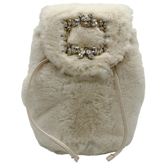 Roger Vivier Ivory Beaver Backpack with Crystal Embellishment
