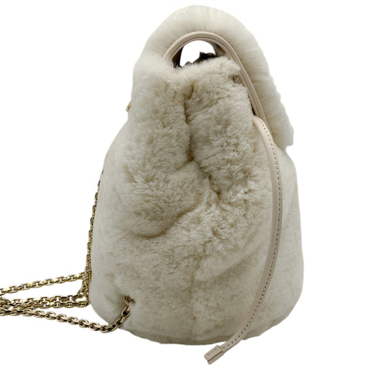 Roger Vivier Ivory Beaver Backpack with Crystal Embellishment