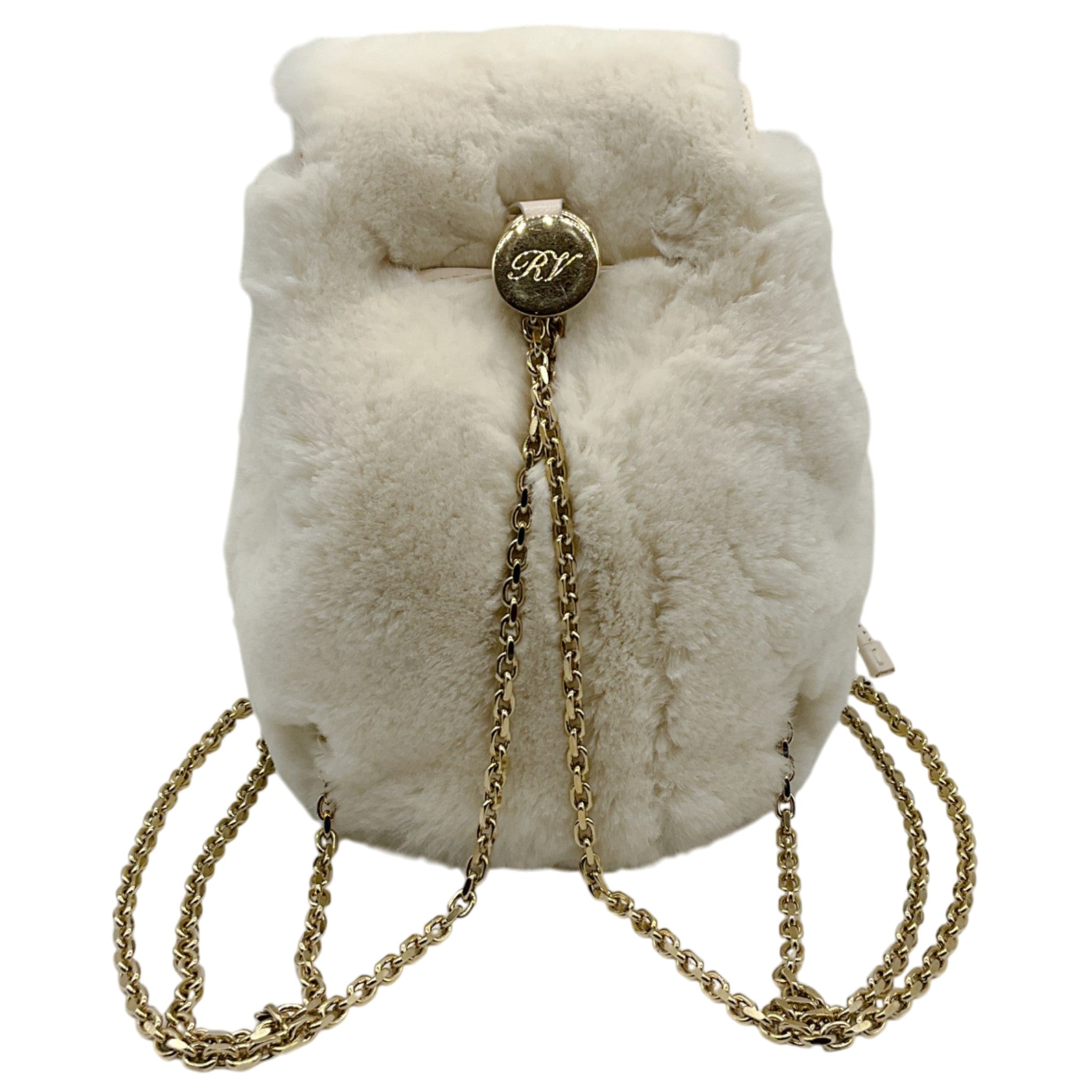 Roger Vivier Ivory Beaver Backpack with Crystal Embellishment