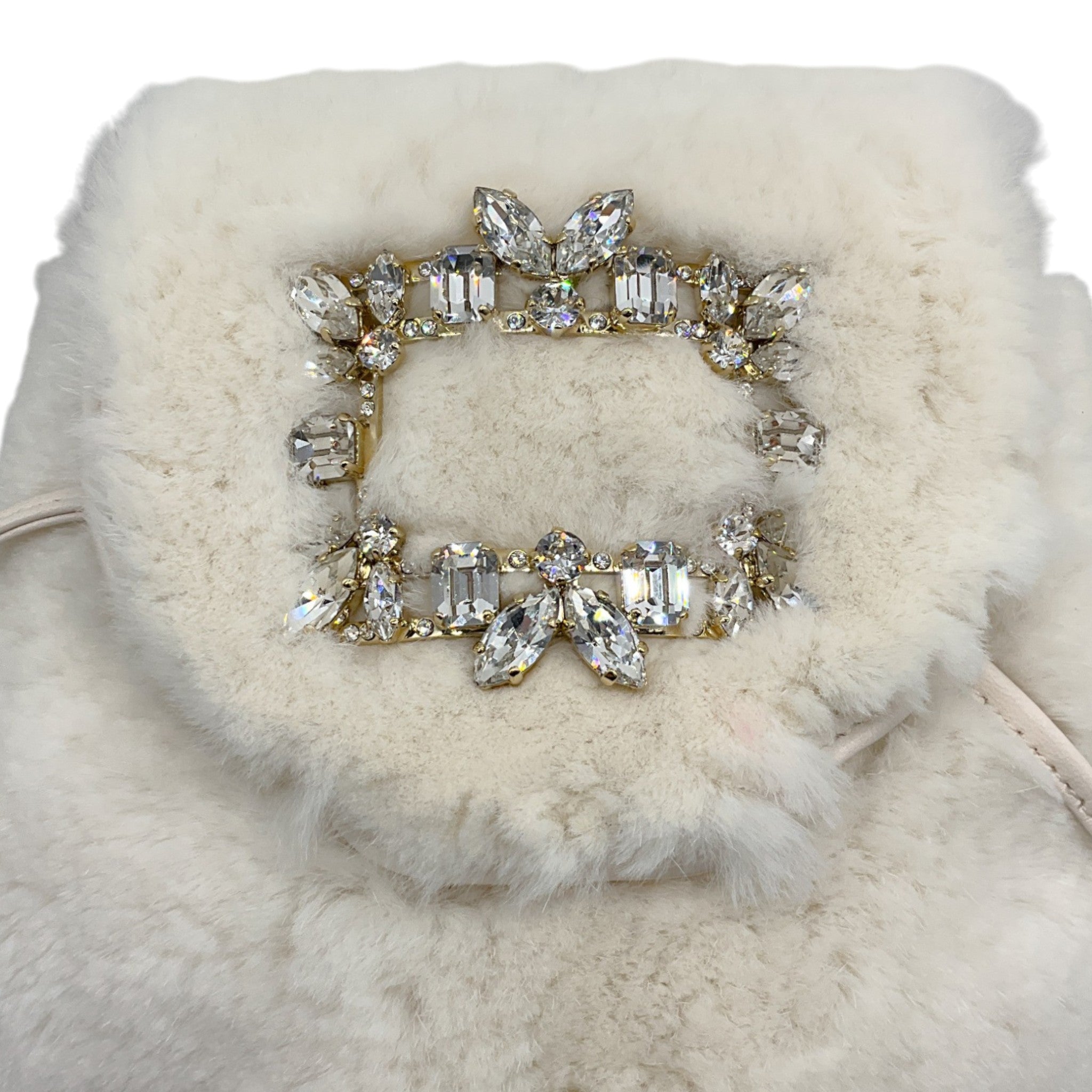 Roger Vivier Ivory Beaver Backpack with Crystal Embellishment