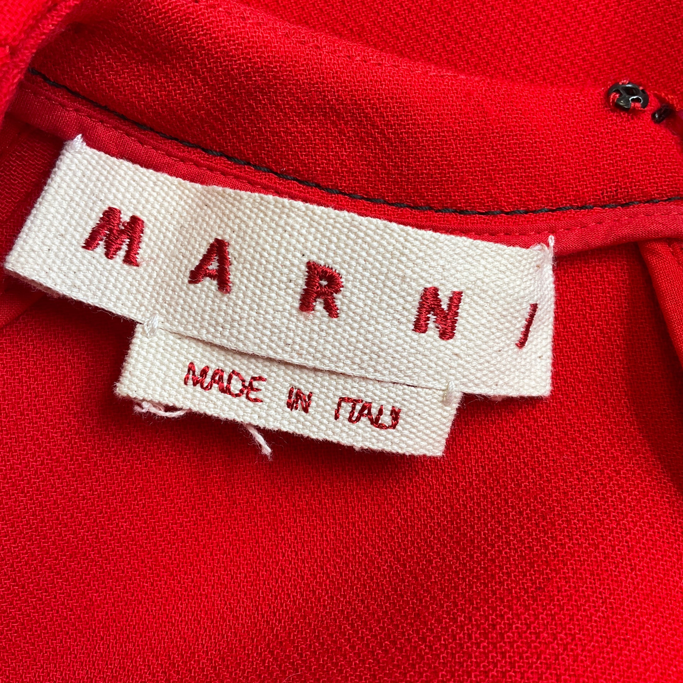 Marni Red Wool Midi Dress