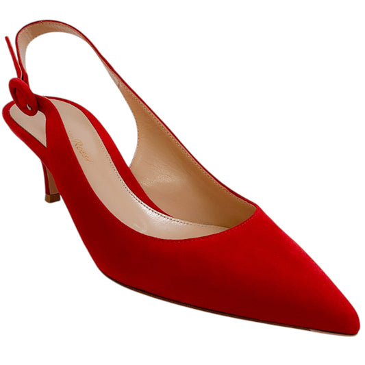 Gianvito Rossi Tabasco Red Suede Anna Slingback Pumps
