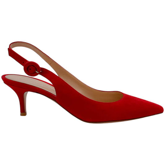 Gianvito Rossi Tabasco Red Suede Anna Slingback Pumps