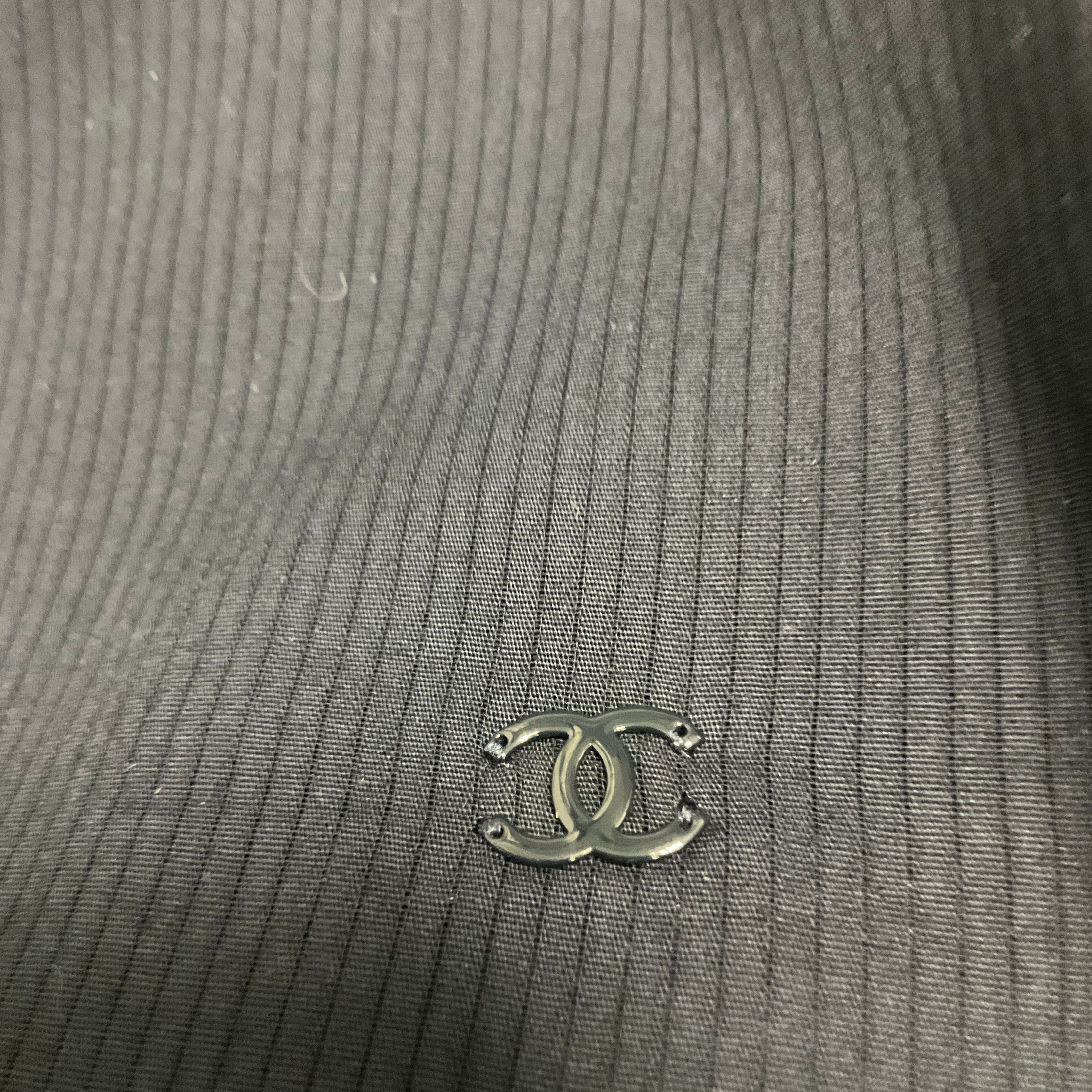 Chanel Navy Blue Ruffle Neck Cotton Top