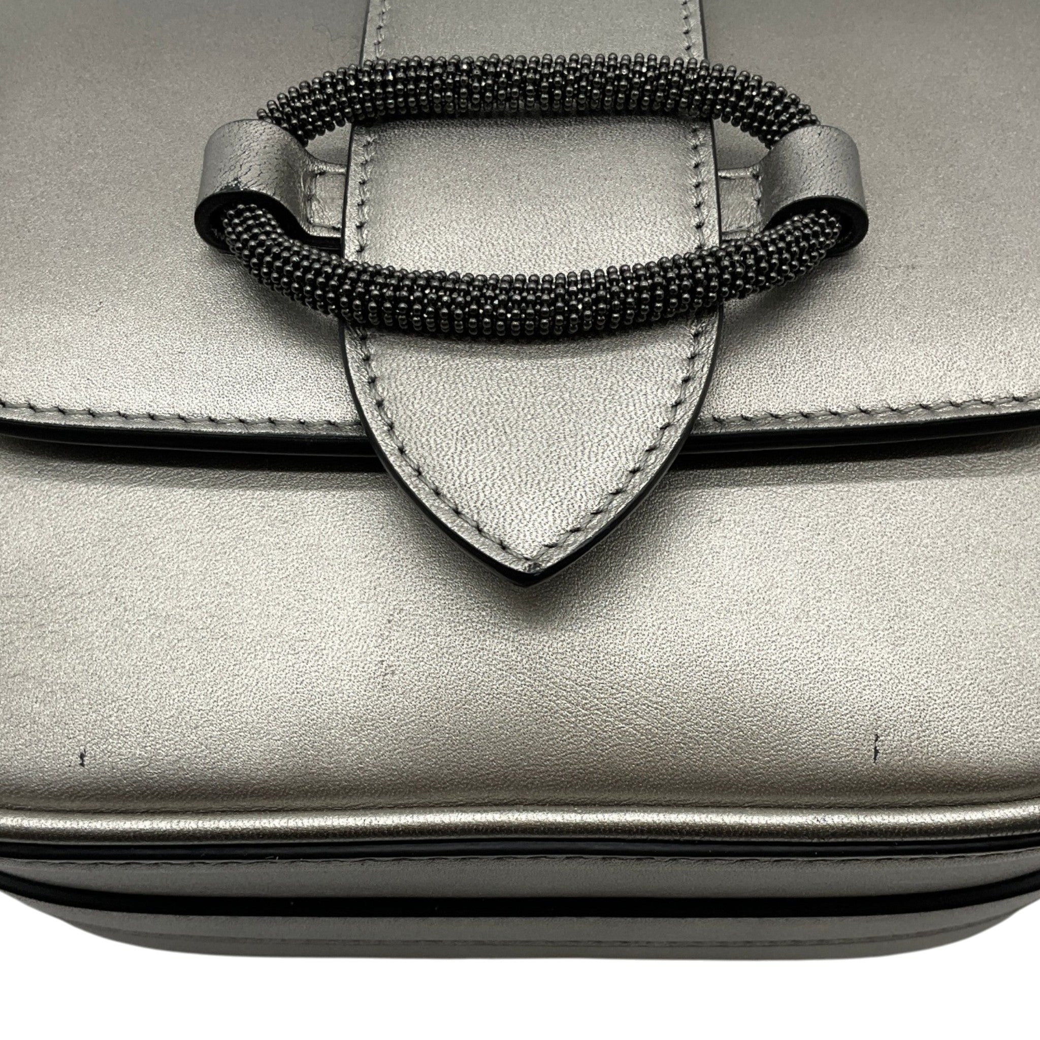 Brunello Cucinelli Champagne Grey Leather Crossbody Bag
