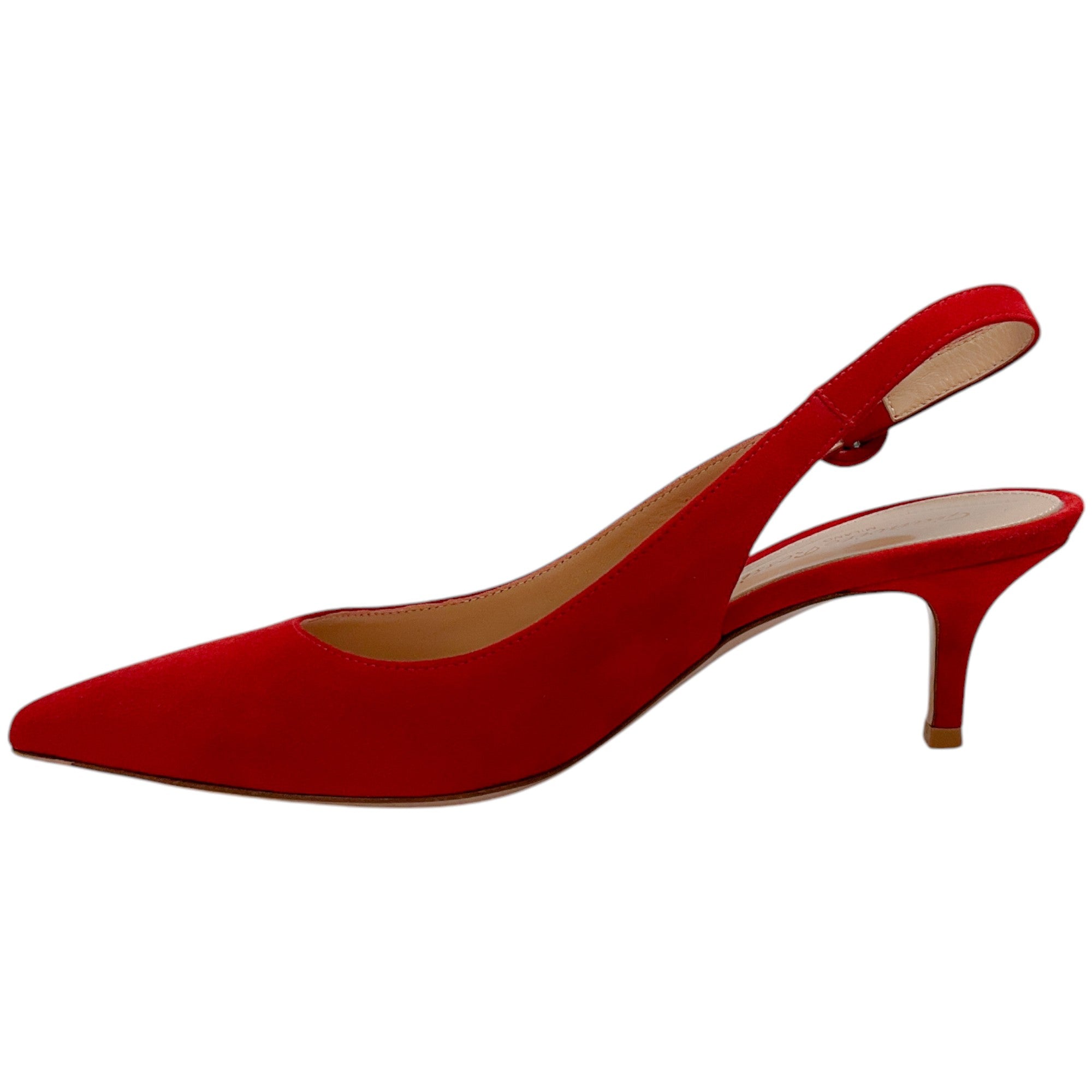 Gianvito Rossi Tabasco Red Suede Anna Slingback Pumps