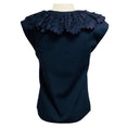 Load image into Gallery viewer, Chanel Navy Blue Ruffle Neck Cotton Top
