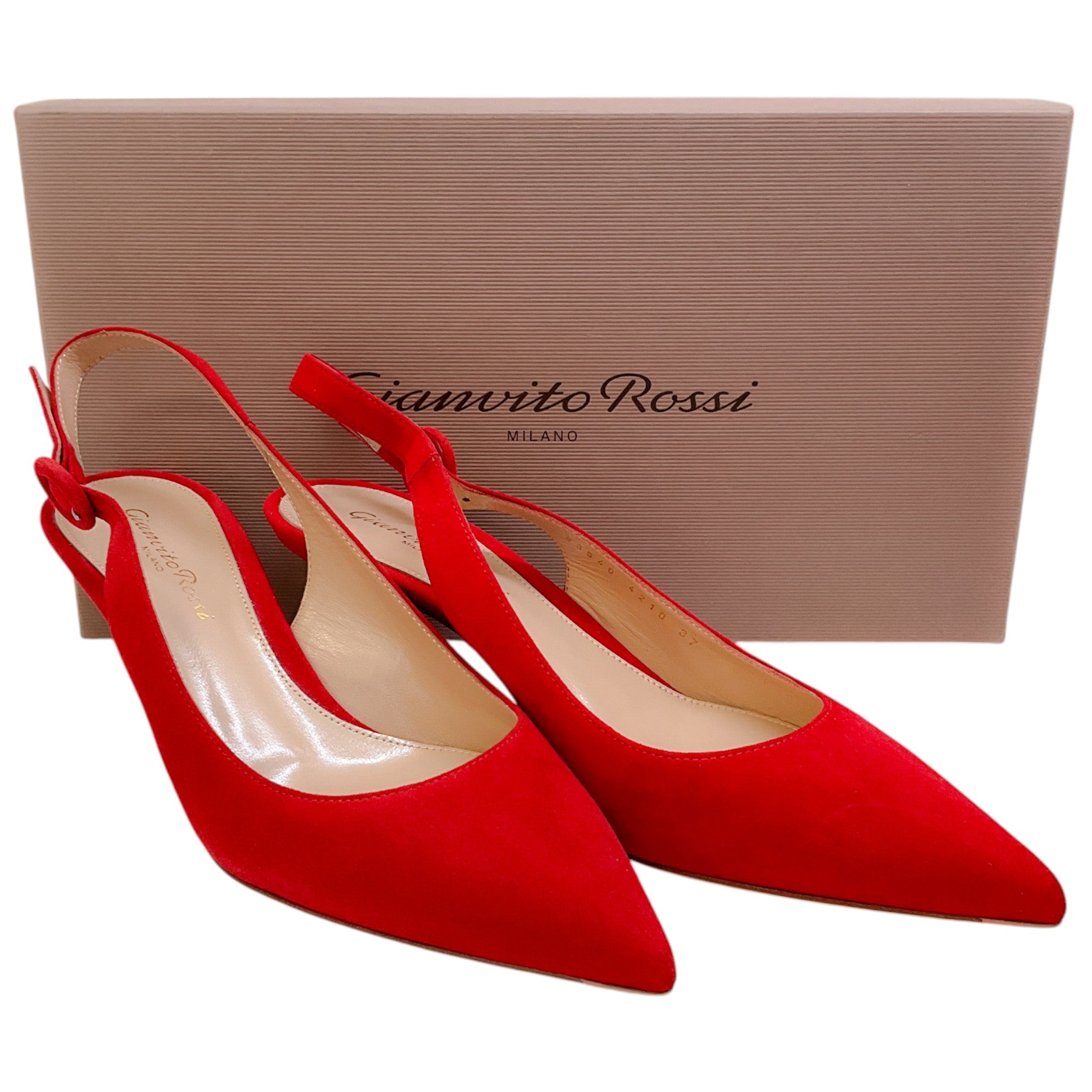 Gianvito Rossi Tabasco Red Suede Anna Slingback Pumps