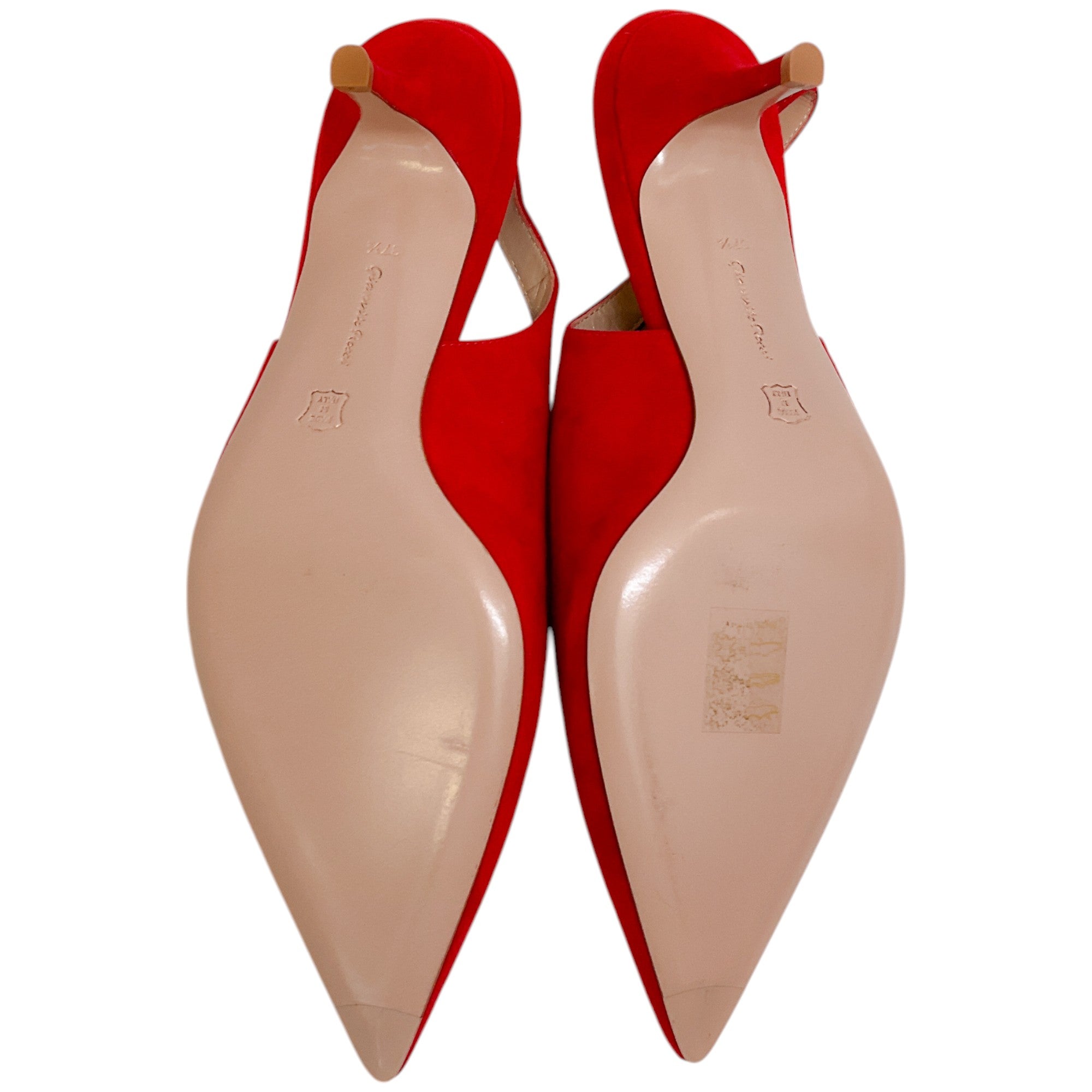 Gianvito Rossi Tabasco Red Suede Anna Slingback Pumps