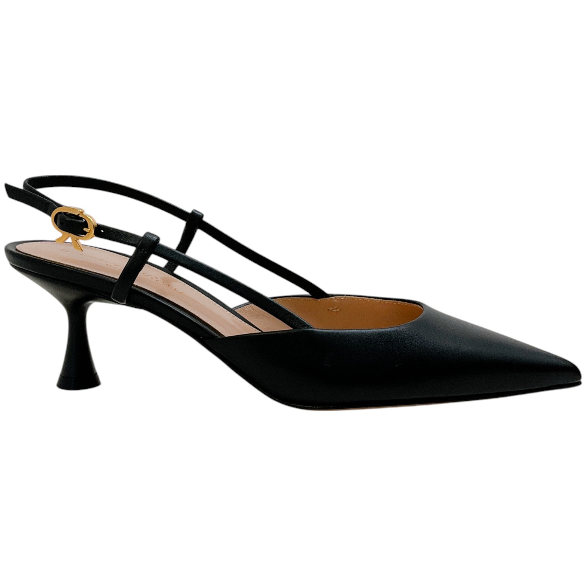 Gianvito Rossi Black Leather Ascent 55 Slingback Pumps