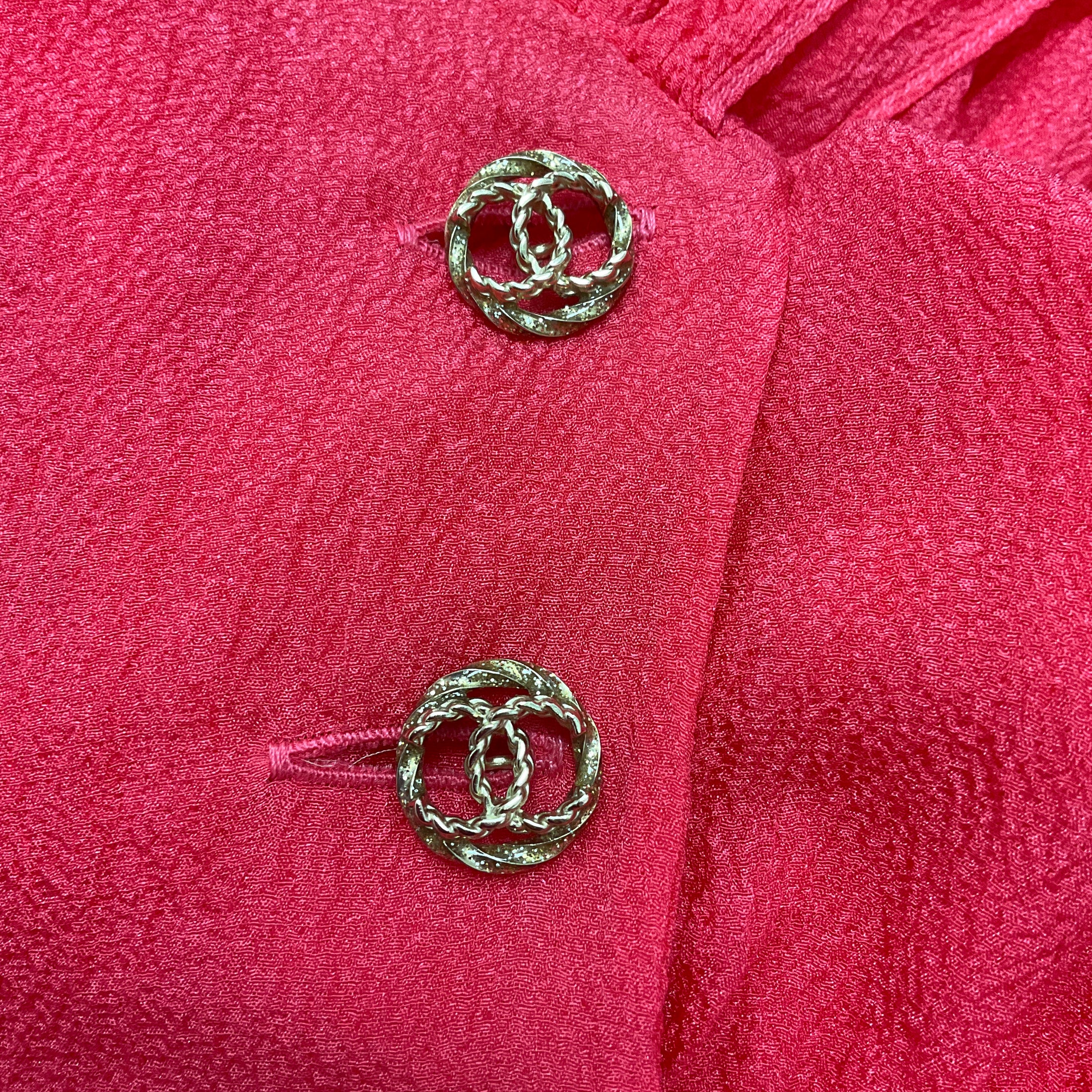 Chanel Fuchsia 2021 Ruffled Silk Chiffon Cocktail Dress