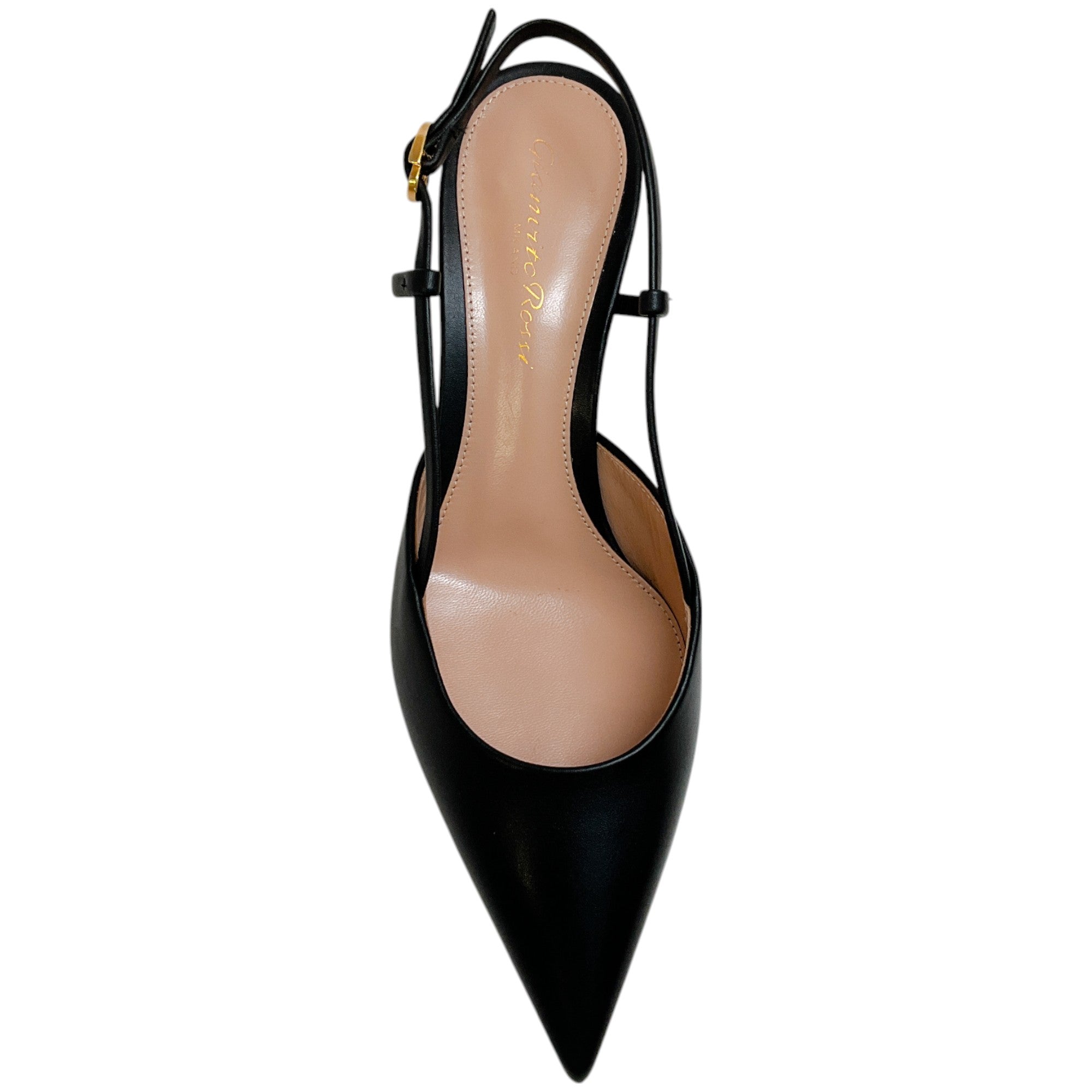 Gianvito Rossi Black Leather Ascent 55 Slingback Pumps