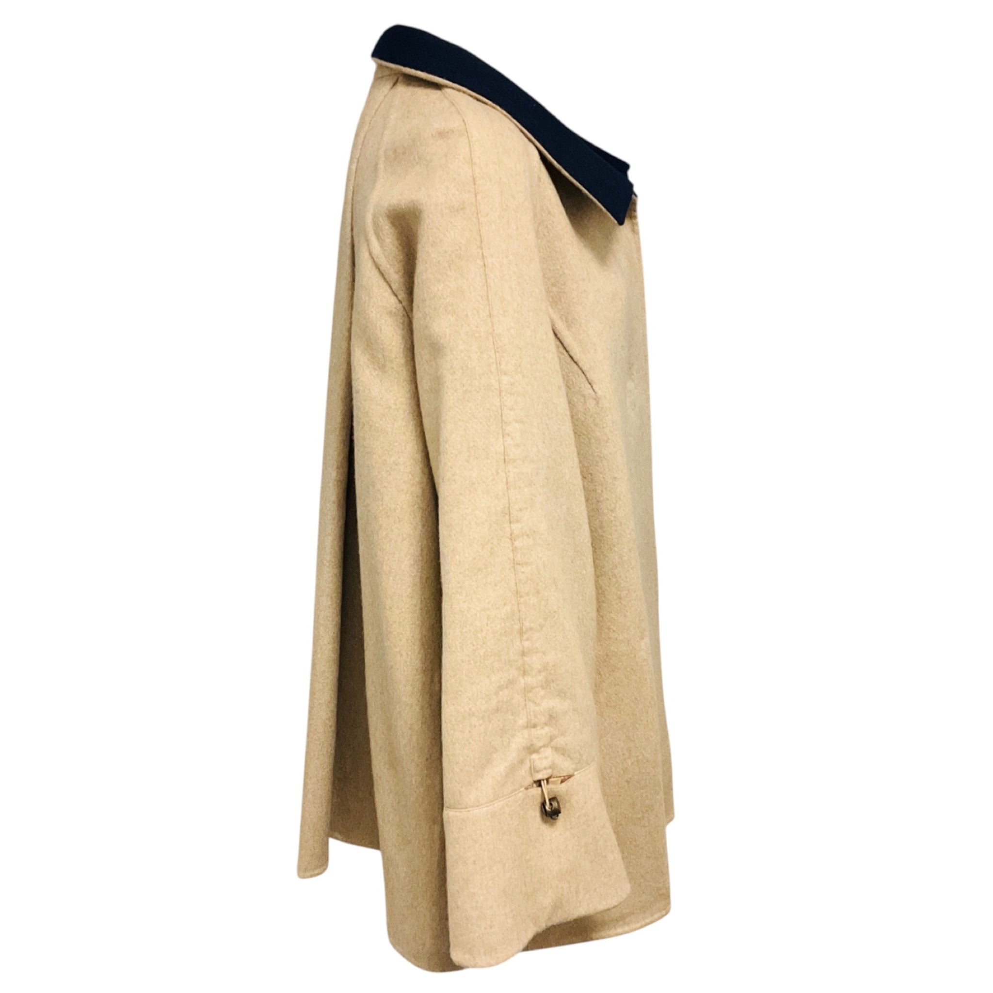 Akris Navy Blue / Camel Reversible Cashmere and Wool Coat