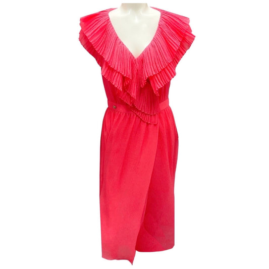 Chanel Fuchsia 2021 Ruffled Silk Chiffon Cocktail Dress