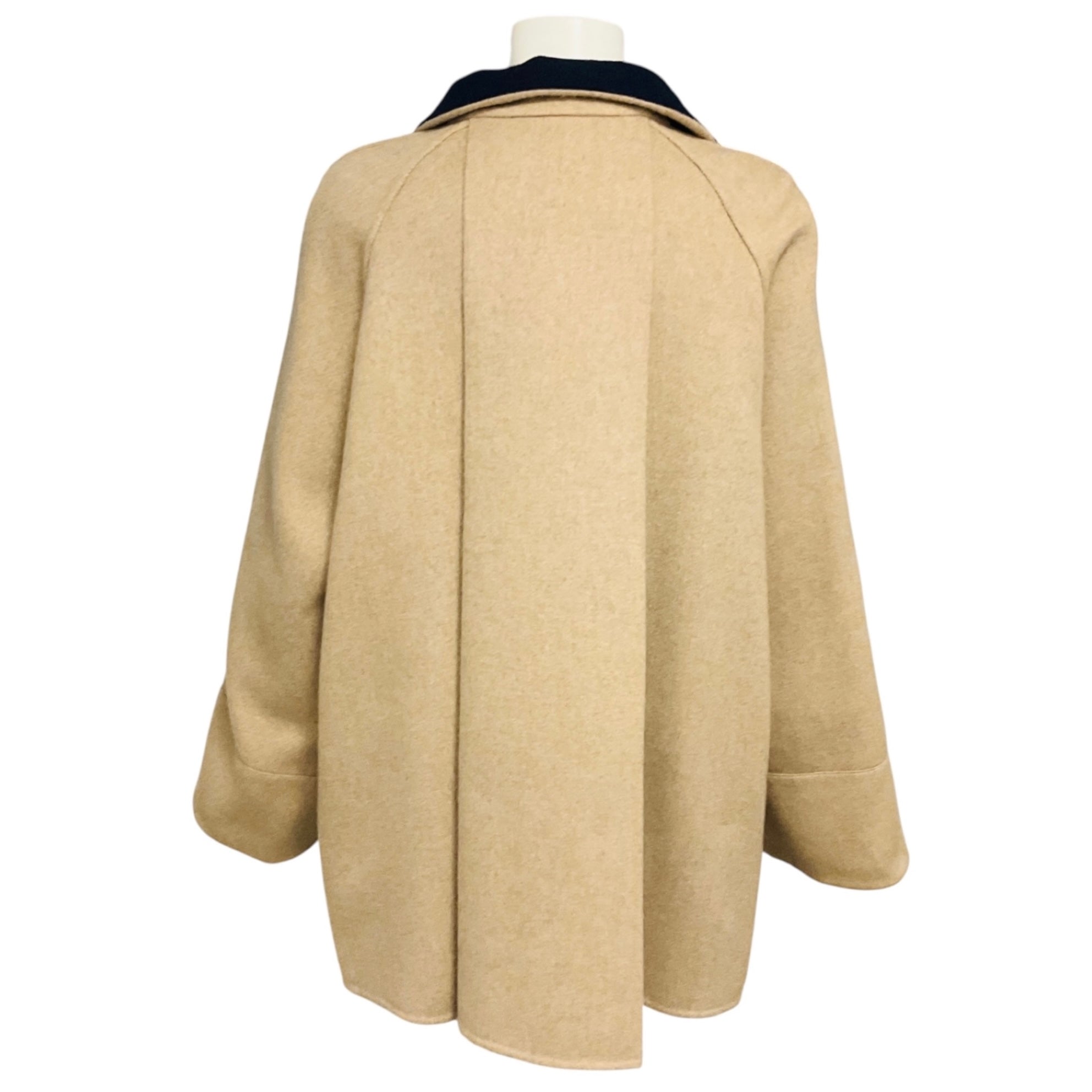 Akris Navy Blue / Camel Reversible Cashmere and Wool Coat