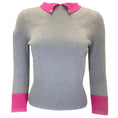 Load image into Gallery viewer, Chanel Blue / Fuchsia Collared Cashmere Knit Pullover Sweater
