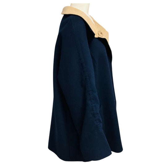 Akris Navy Blue / Camel Reversible Cashmere and Wool Coat