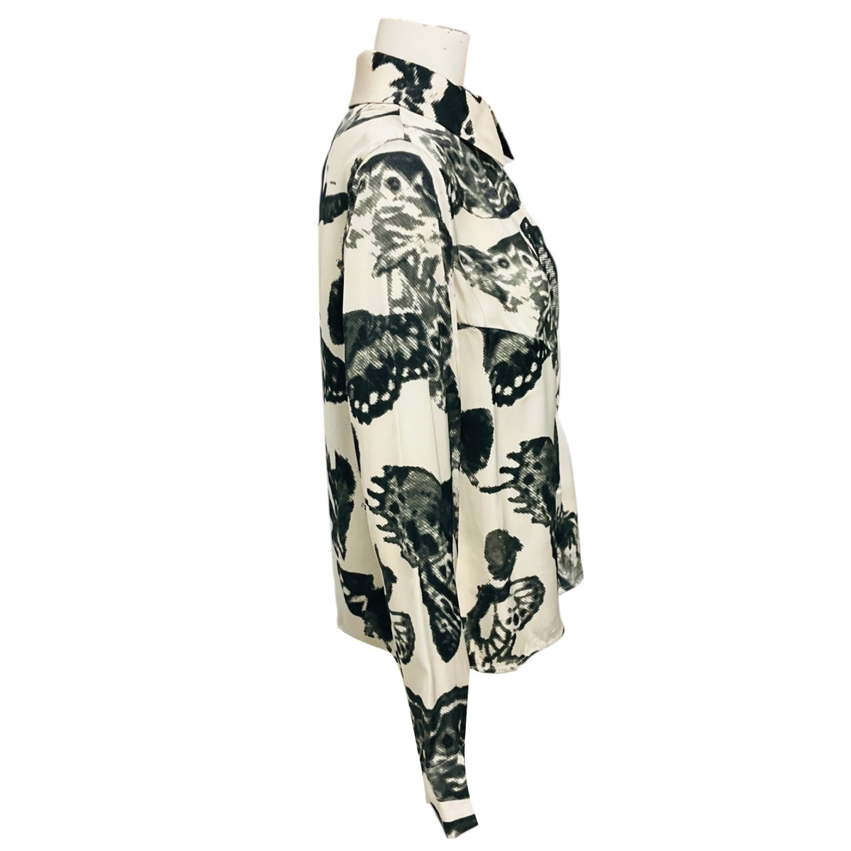 Jil Sander Ivory / Grey Butterfly Print Shirt in Open White