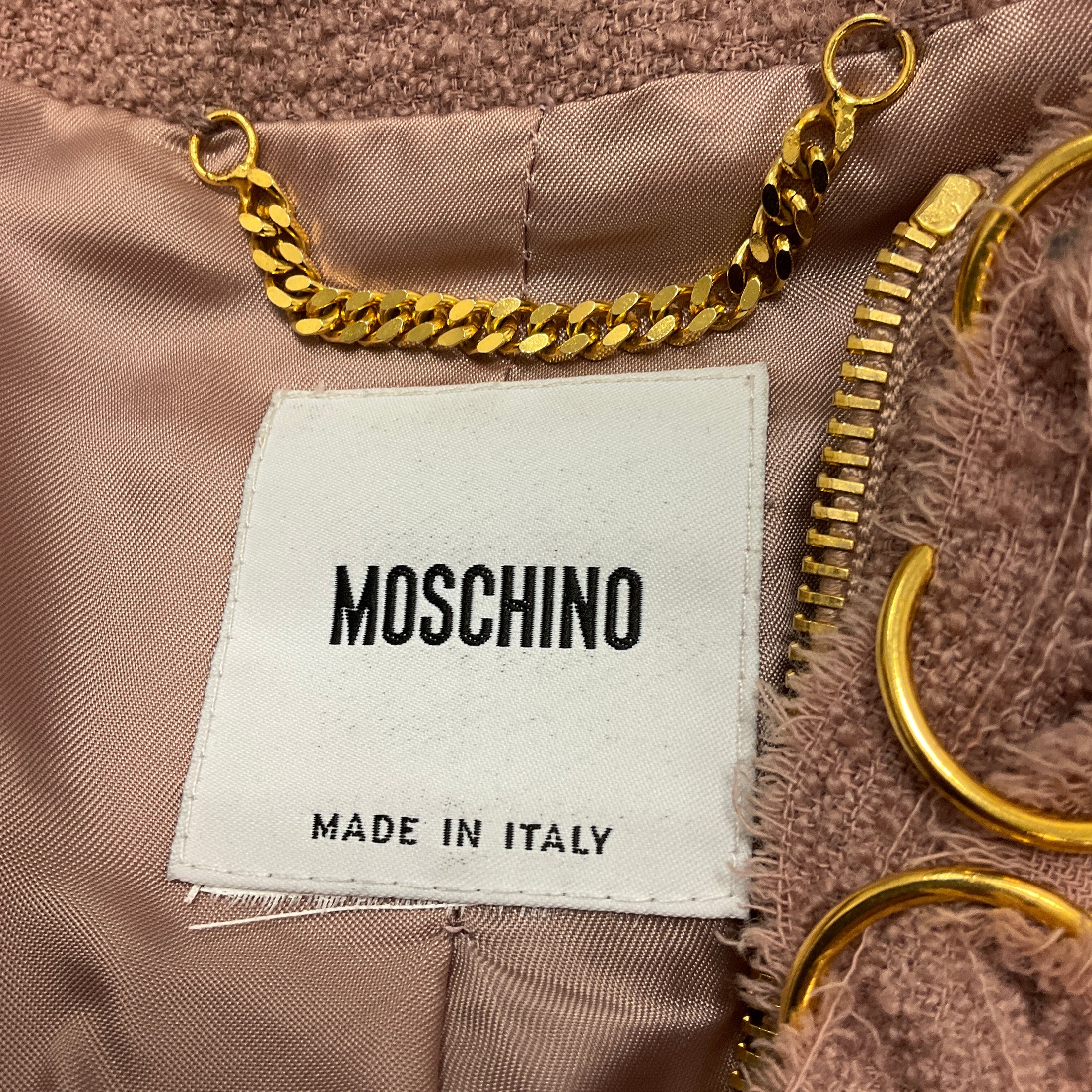 Moschino Blush Pink / Gold Hardware Tweed Evening Jacket