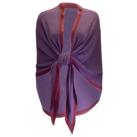 Loro Piana Purple / Burgundy Two-Tone Cashmere and Silk Knit Scarf