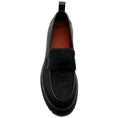 Load image into Gallery viewer, Loro Piana Black Leather Lug Sole Loafers with Charcoal Cashmere
