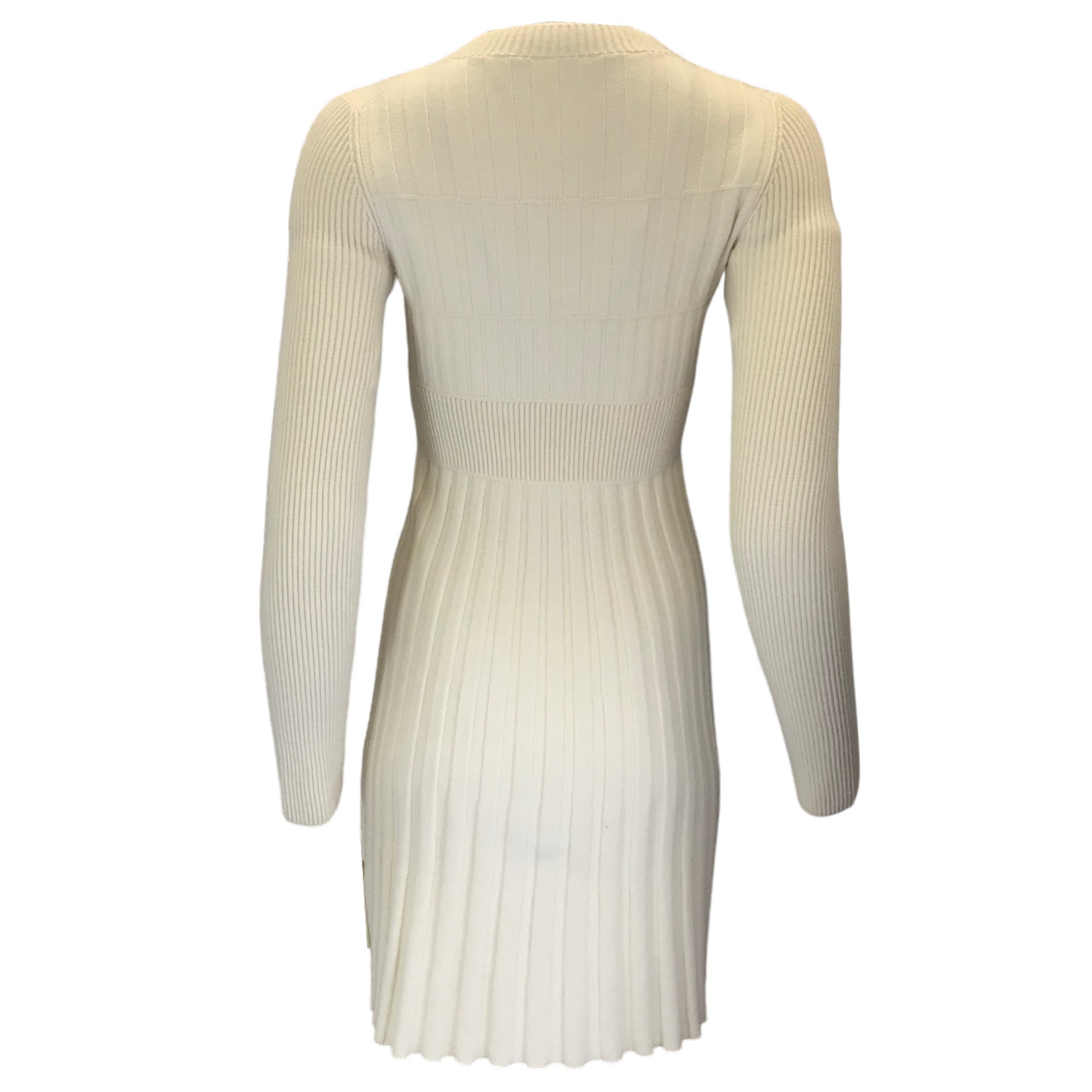 Chanel Ivory 2018 Long Sleeved Wool Knit Sweater Dress