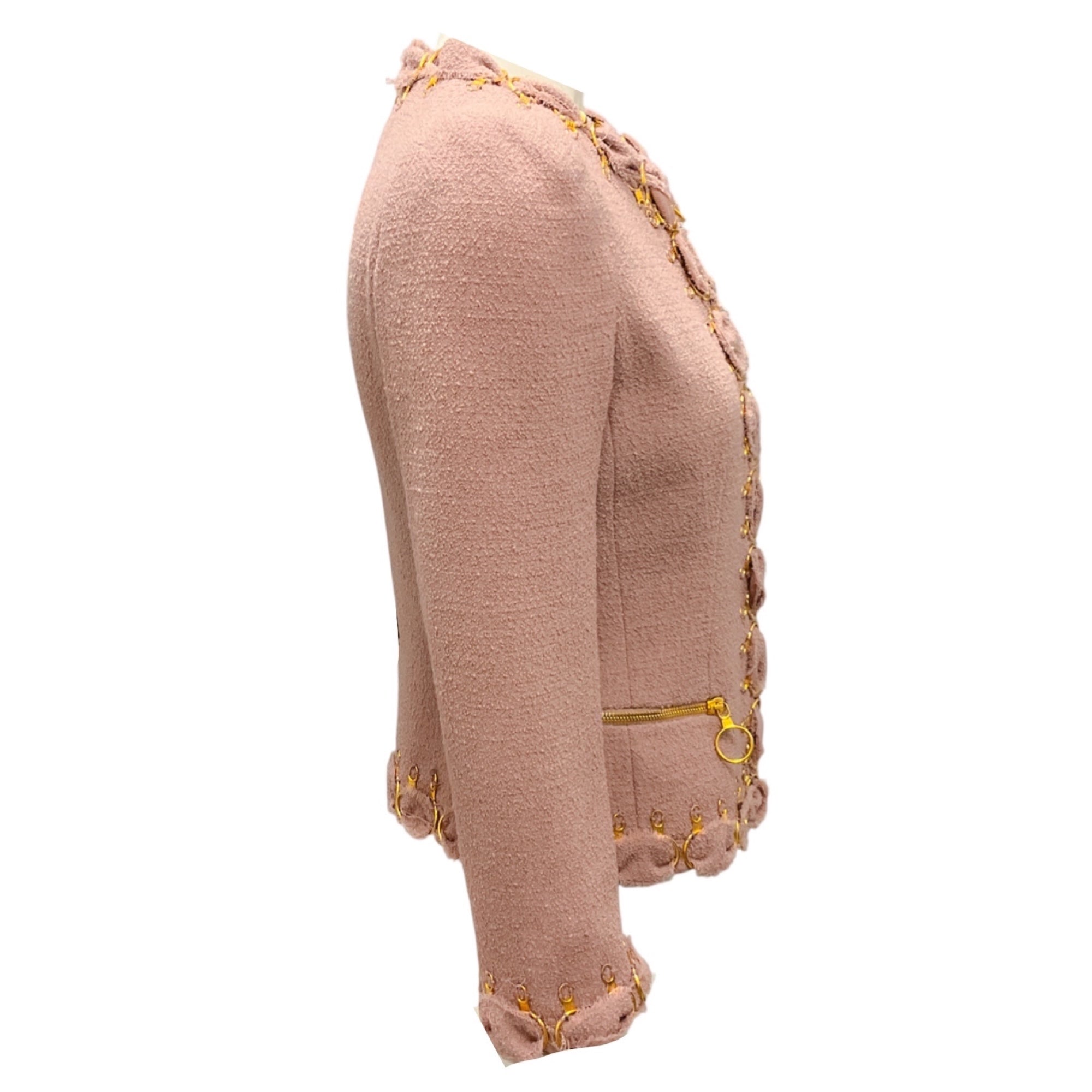 Moschino Blush Pink / Gold Hardware Tweed Evening Jacket
