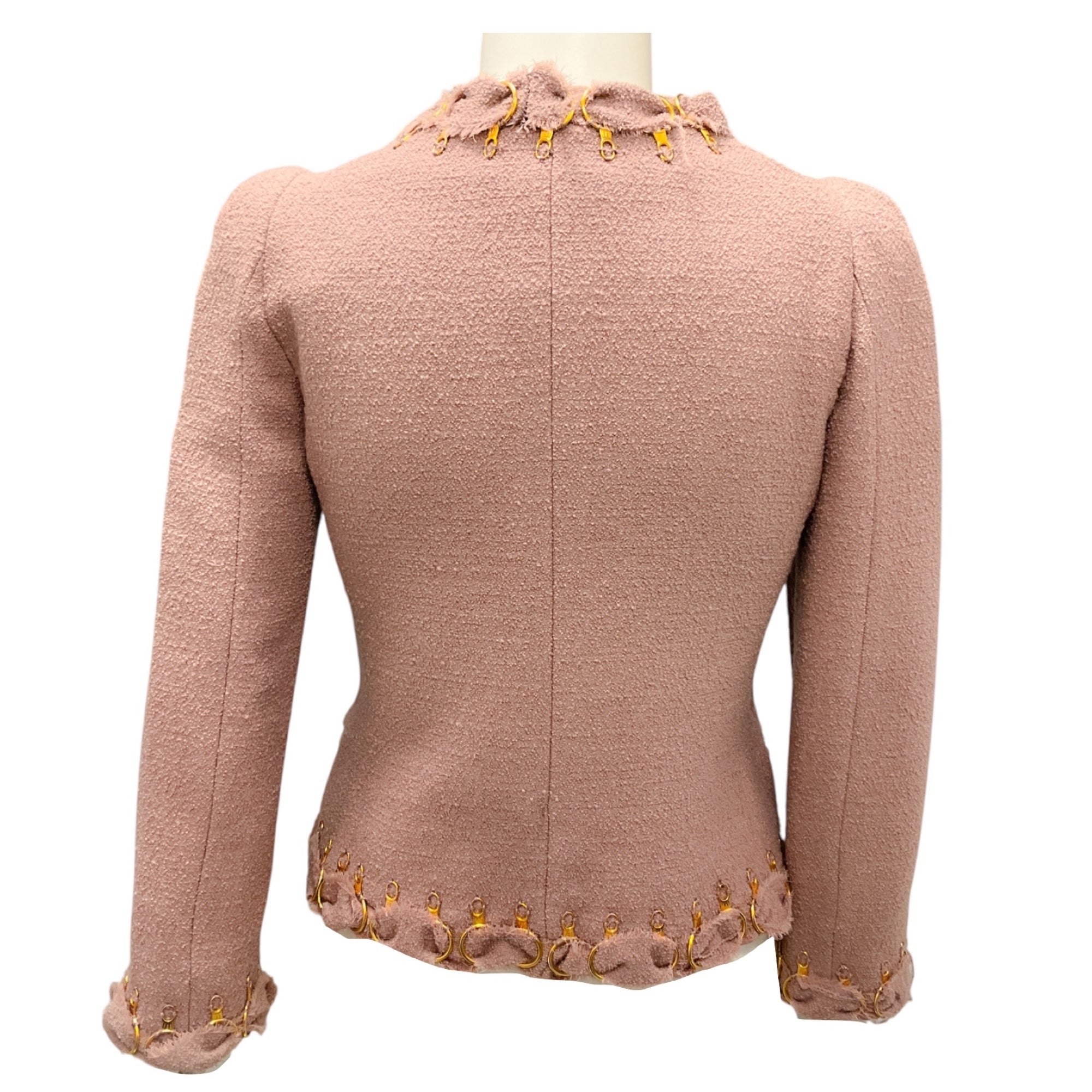 Moschino Blush Pink / Gold Hardware Tweed Evening Jacket
