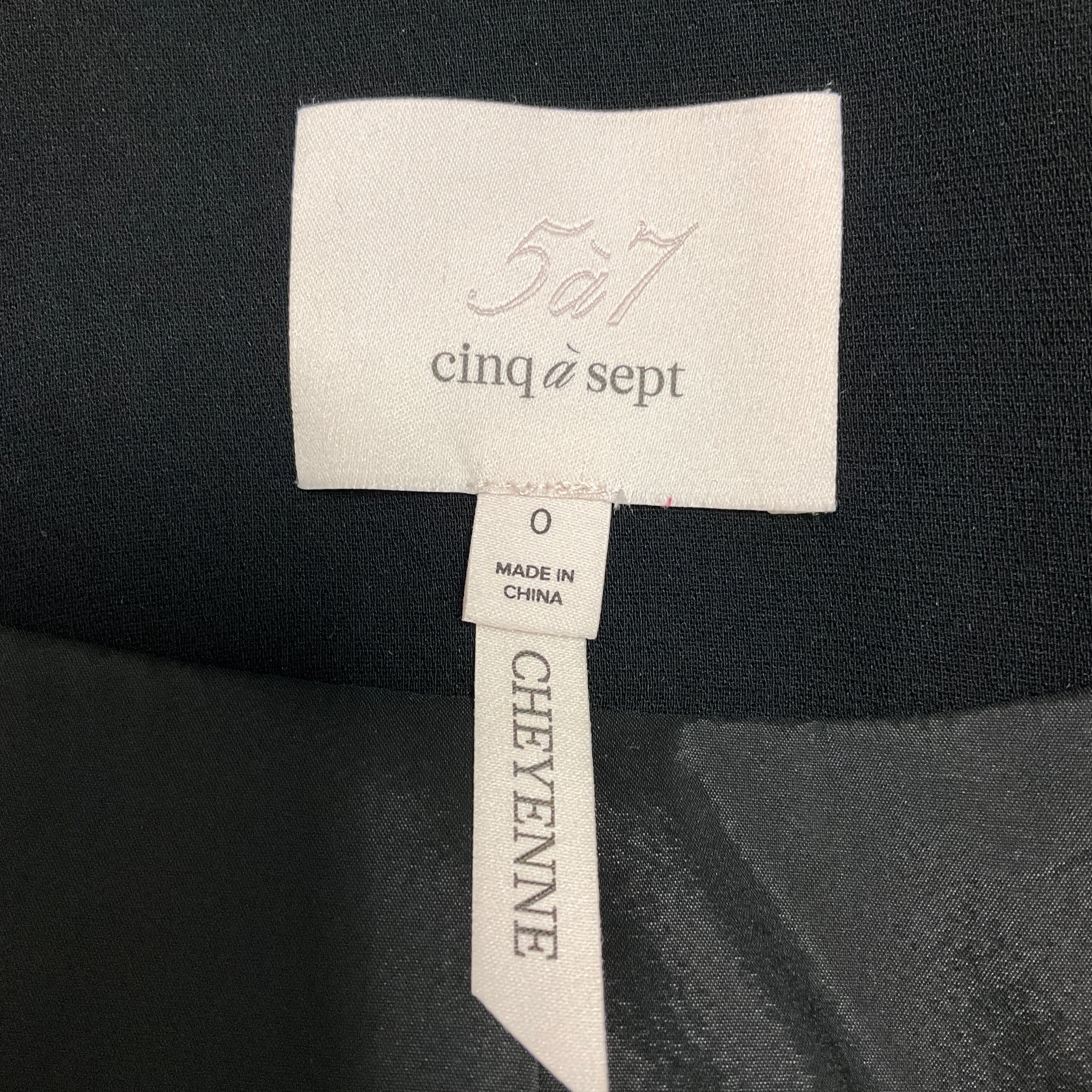 Cinq a Sept Black Cheyenne Script Embroidered Blazer with Feather Trim