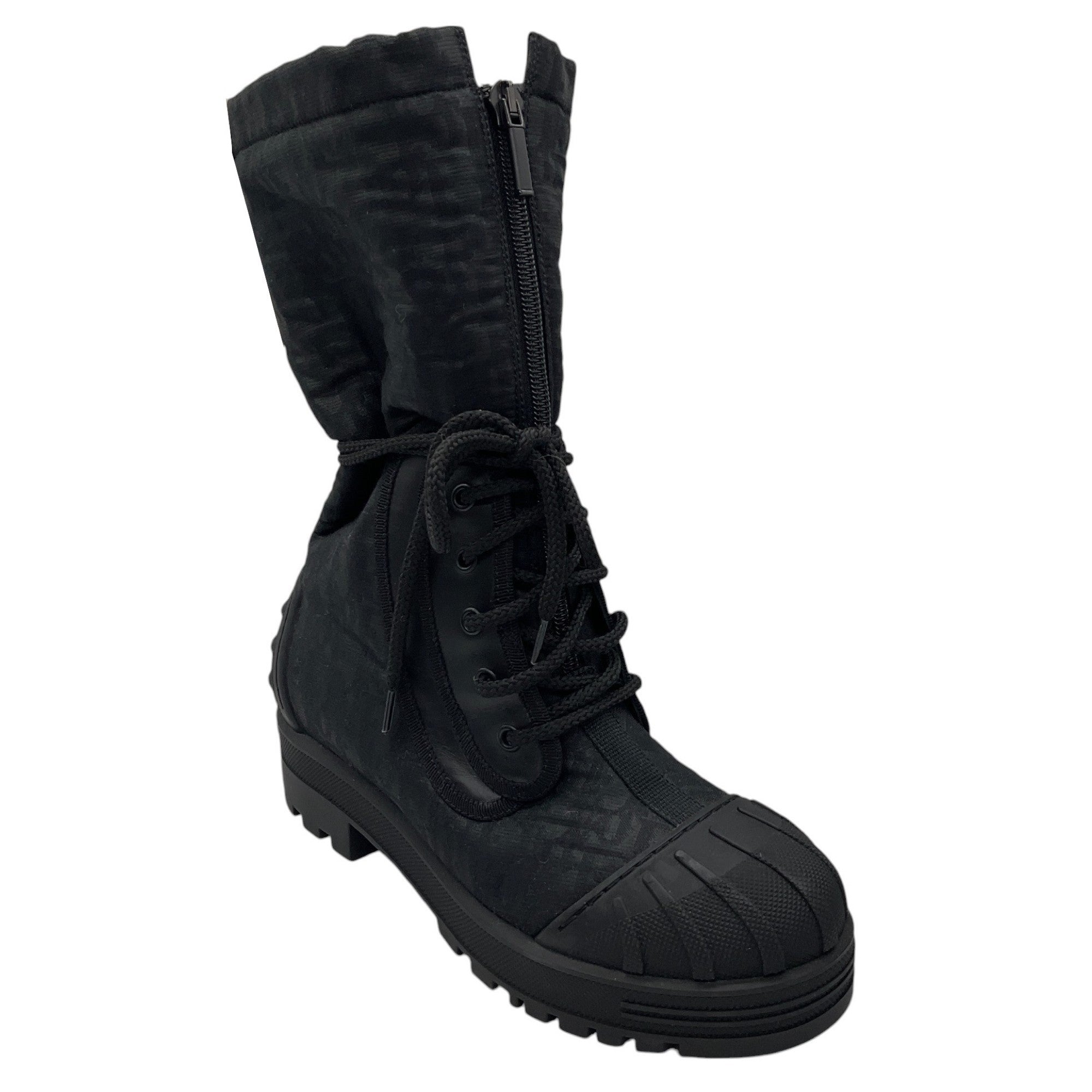 Christian Dior Black Diorissimo Pattern Nylon Combat Boots