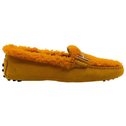 Tod's Orange Shearling Driving Loafers