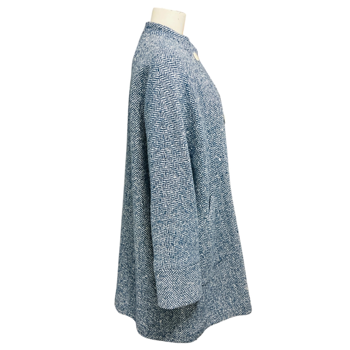 Arts & Science Blue / White Double Breasted Wool Tweed Coat