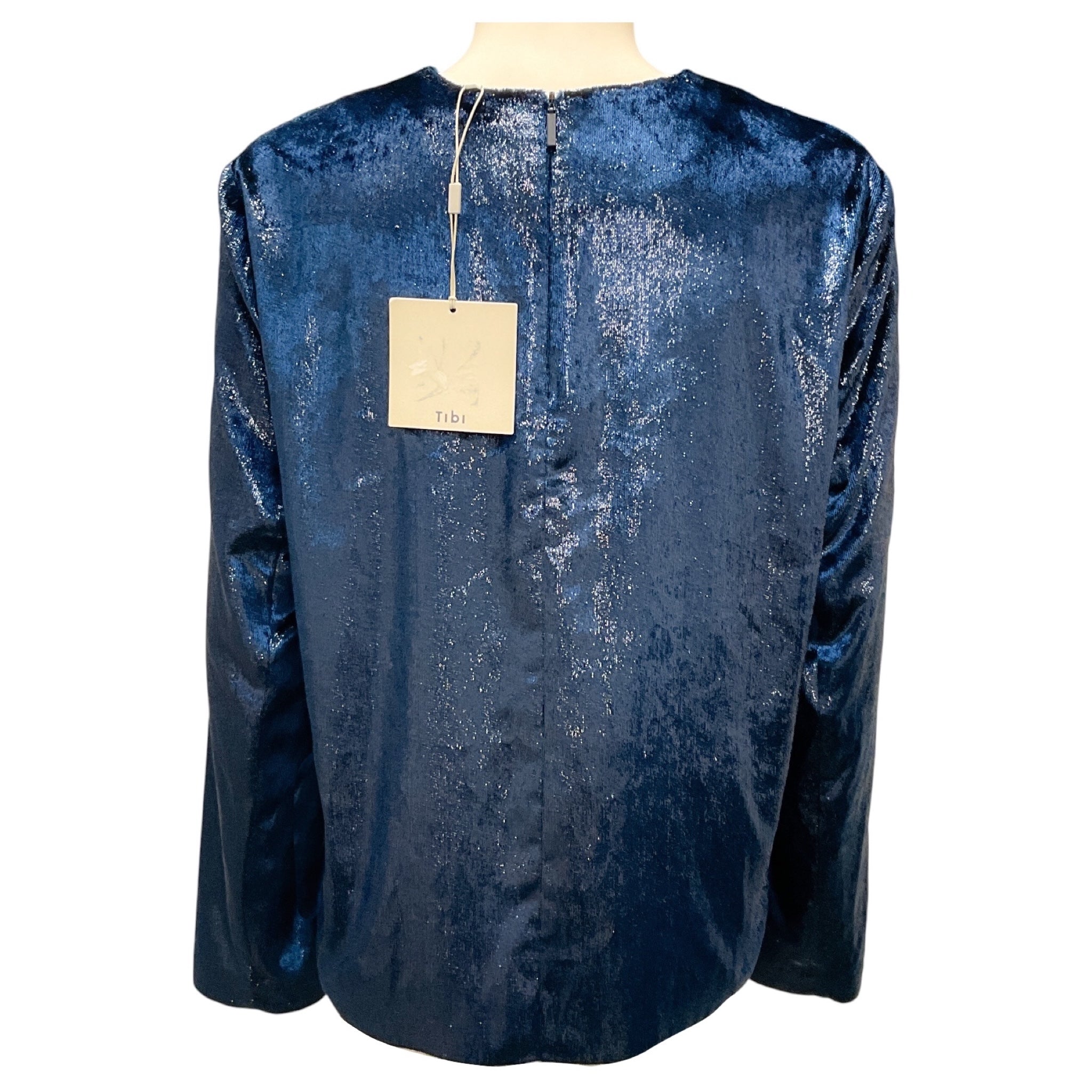 Tibi Blue Shimmer Velvet Top