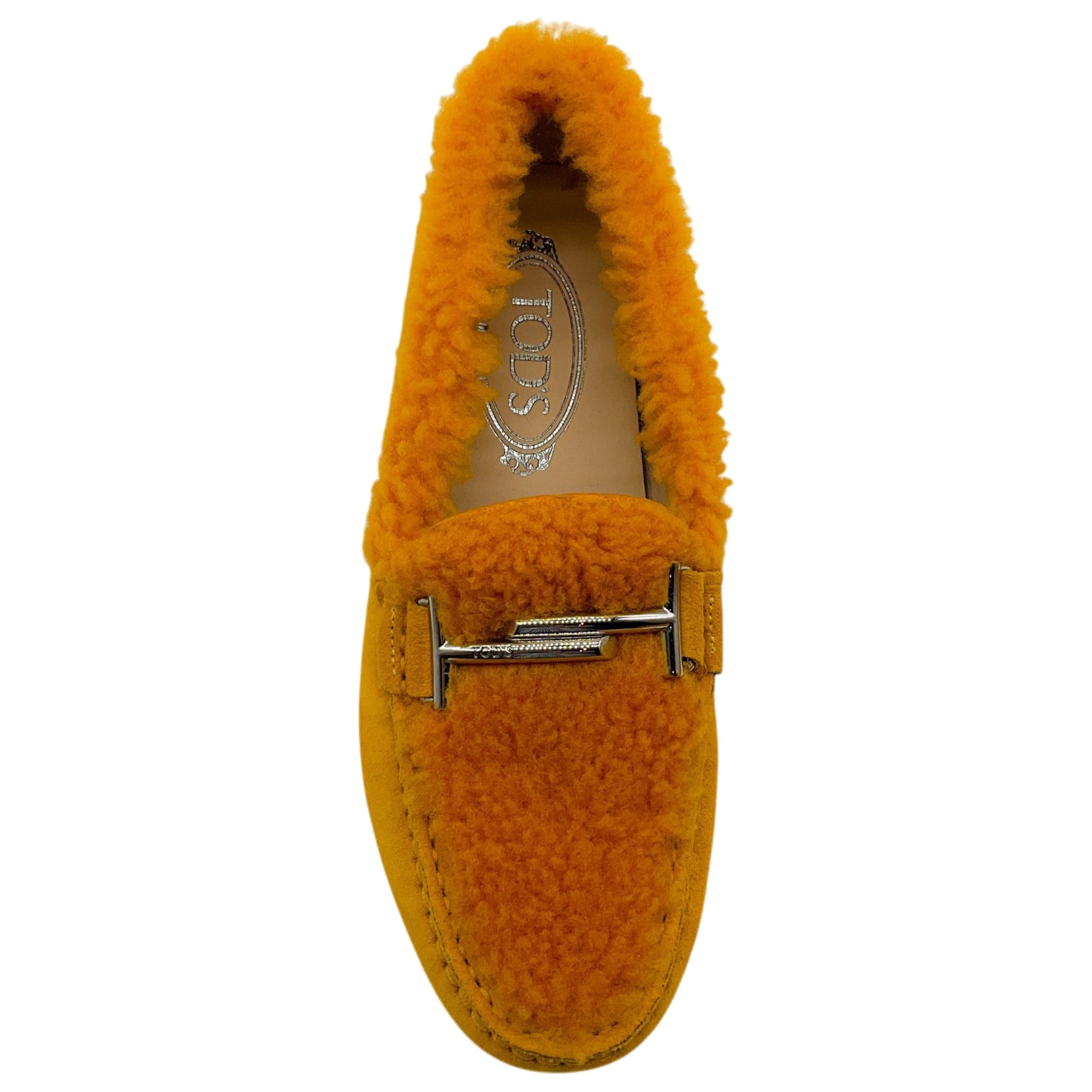 Tod's Orange Shearling Driving Loafers