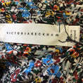 Load image into Gallery viewer, Victoria Beckham Black / Manchester Blue Multi Floral Lurex Stripe Oversized Silk Shirt
