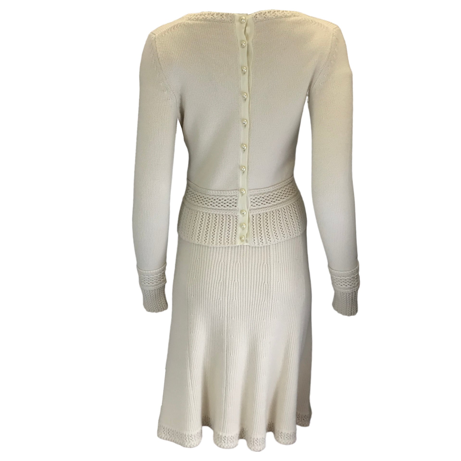 Chanel Ivory Silk and Cashmere Knit Sweater and Skirt Two-Piece Set