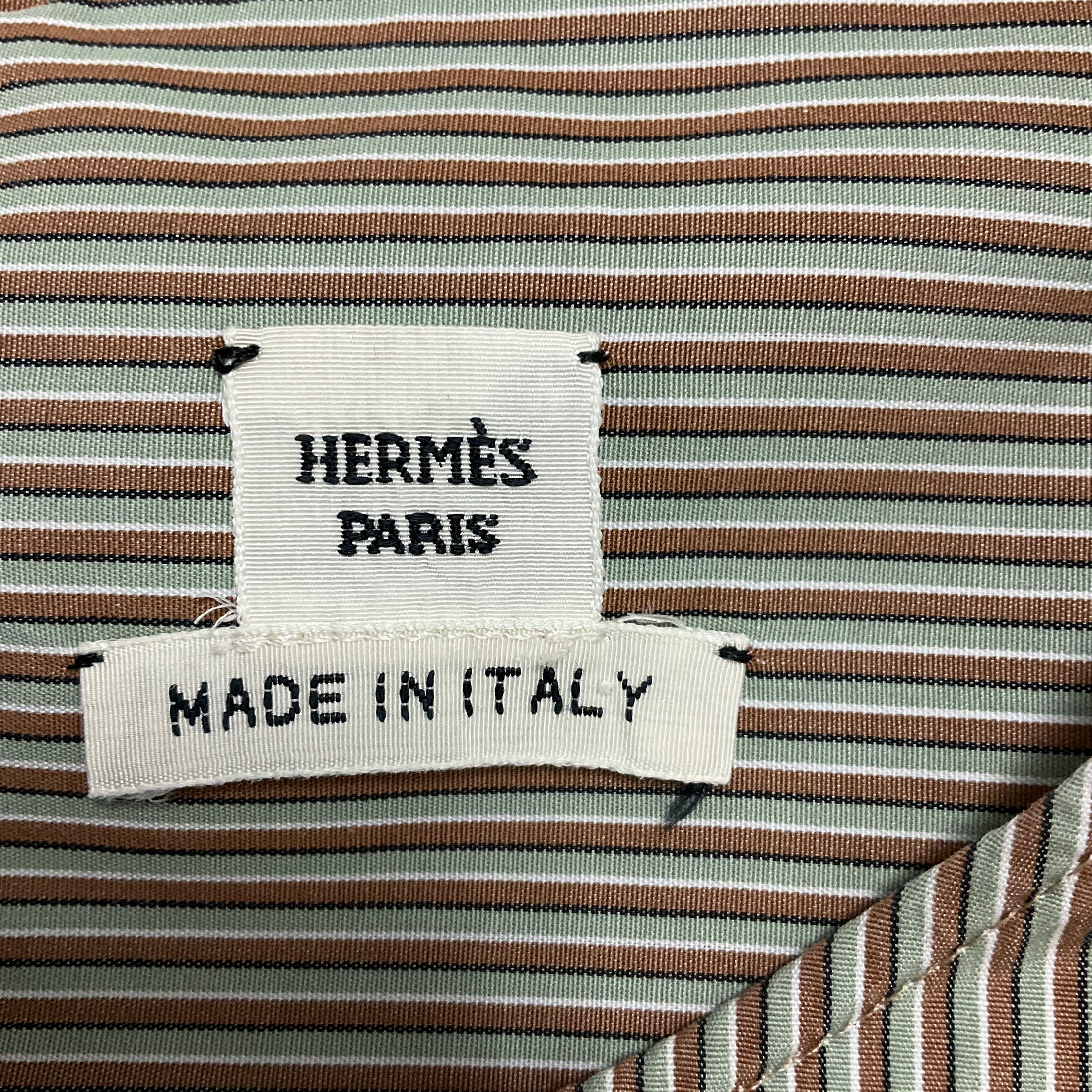 Hermes Taupe / Light Blue / Black Striped Sleeveless Cotton Foldover Top