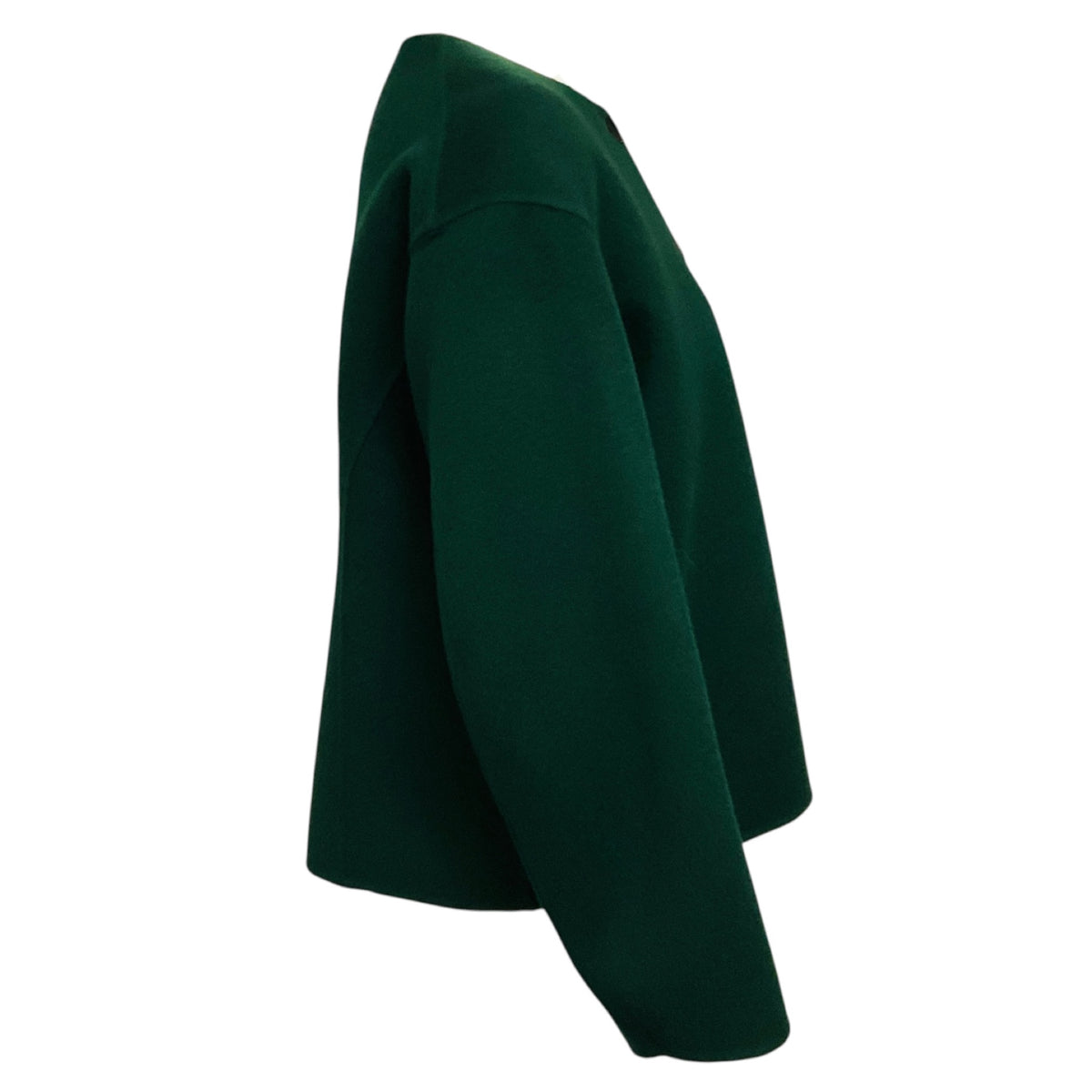 Arts & Science Green Collarless Button Front Wool Jacket