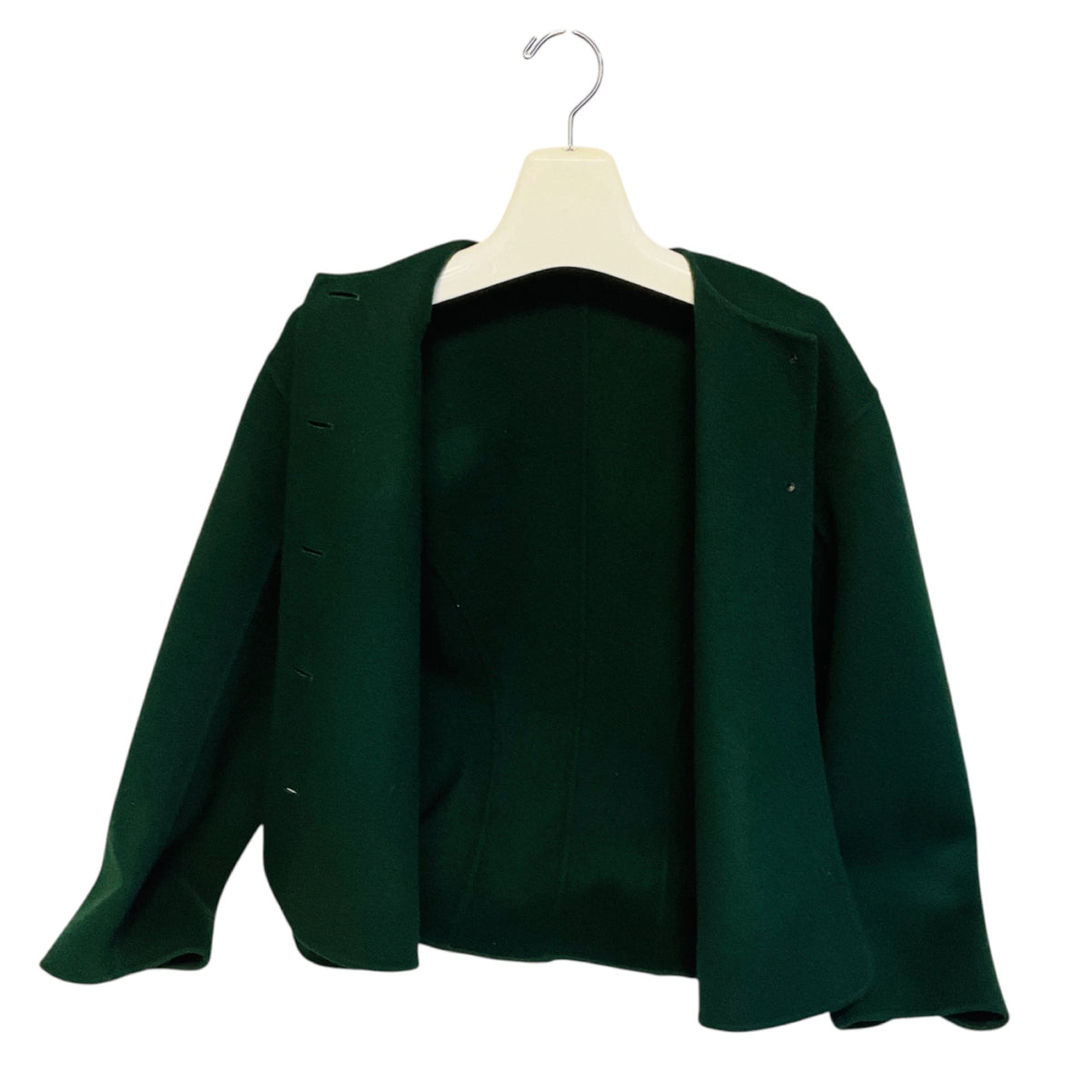 Arts & Science Green Collarless Button Front Wool Jacket
