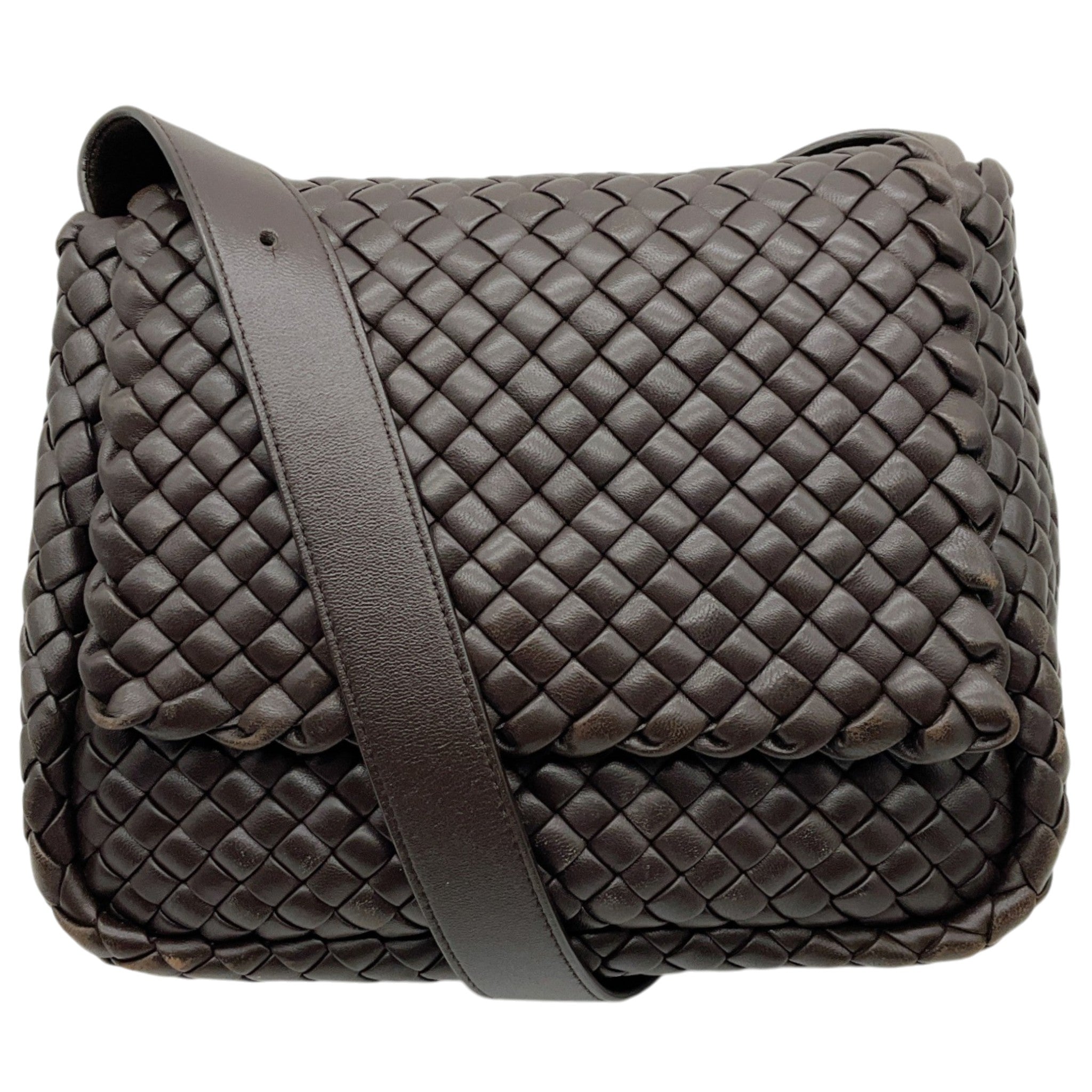 Bottega Veneta Brown Nappa Intreccicio Padded Cobble Shoulder Bag
