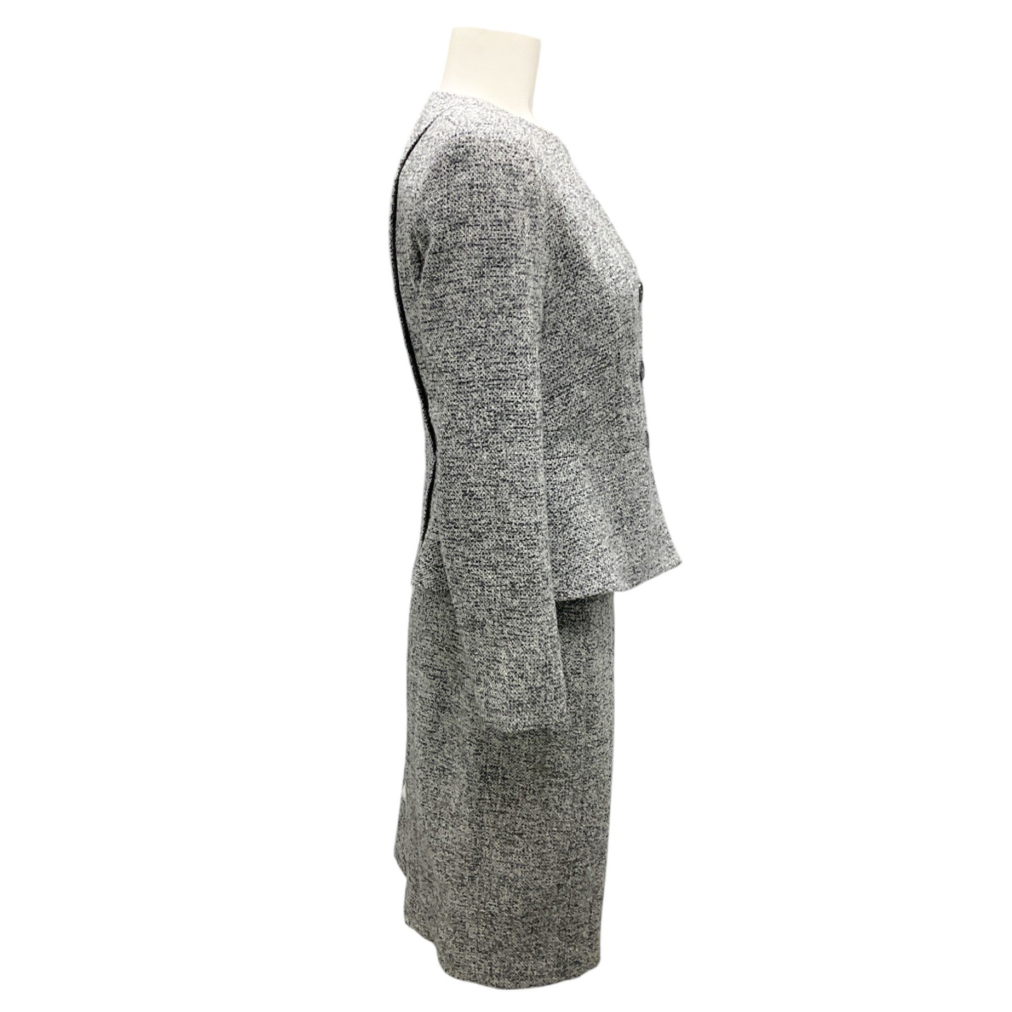 Armani Collezioni Grey 2012 Wool Tweed Jacket and Skirt Two-Piece Set