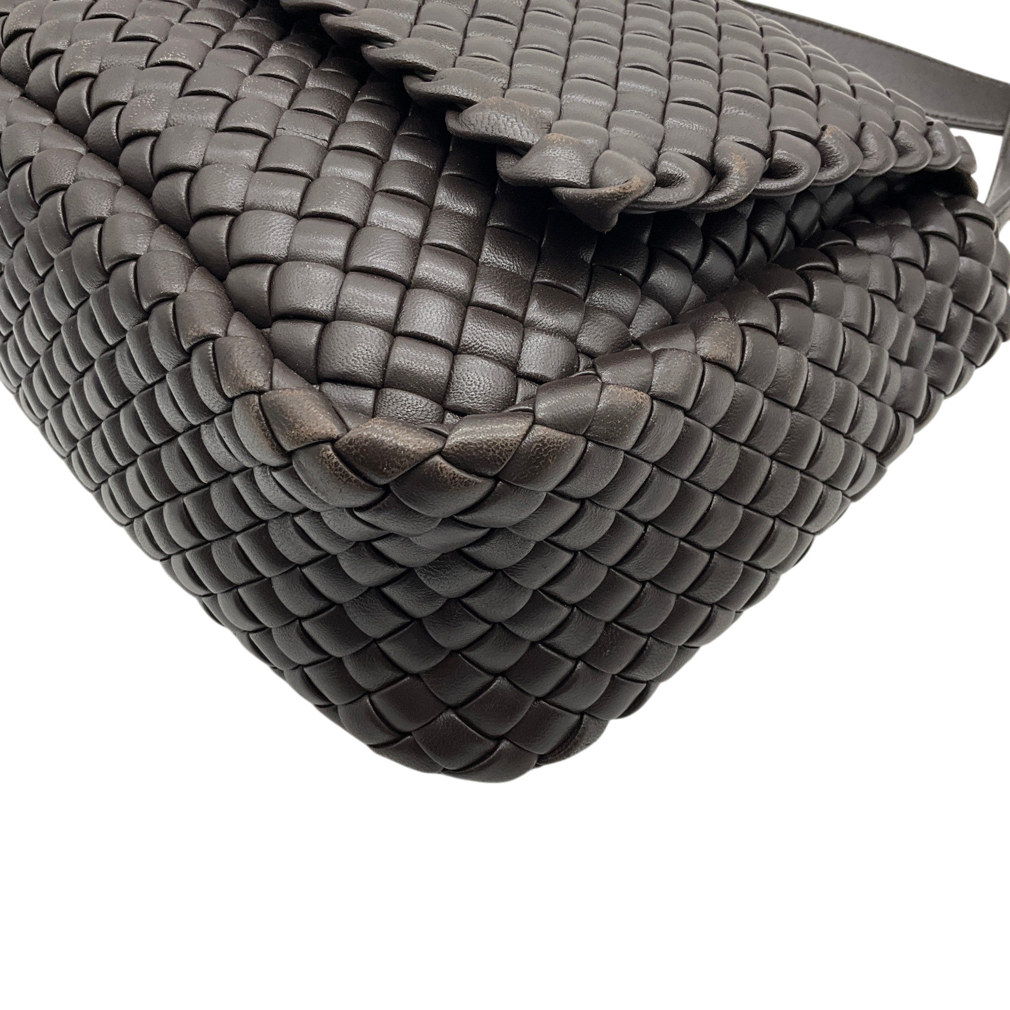 Bottega Veneta Brown Nappa Intreccicio Padded Cobble Shoulder Bag