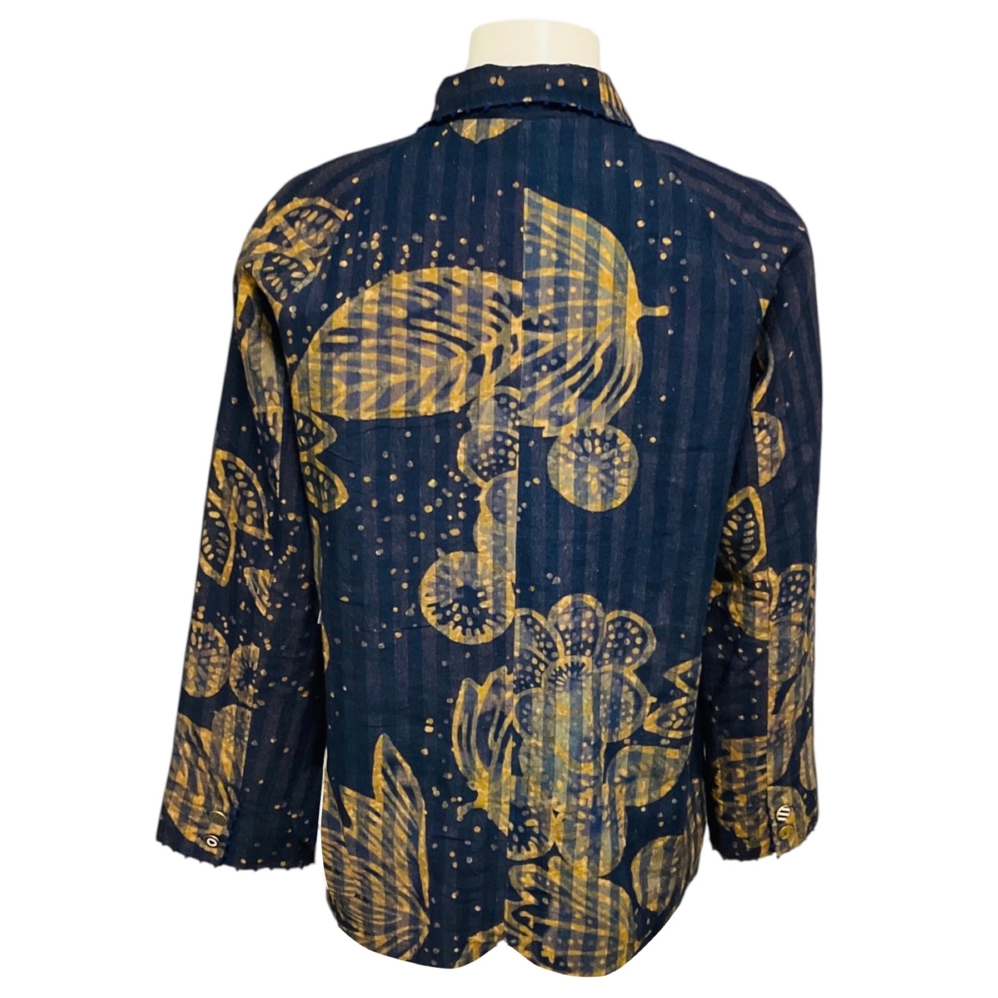 Pero Blue / Mustard Yellow Printed Linen Jacket
