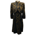 Load image into Gallery viewer, Badgley Mischka Black / Gold Metallic Brocade Jacket and Dress Two-Piece Set
